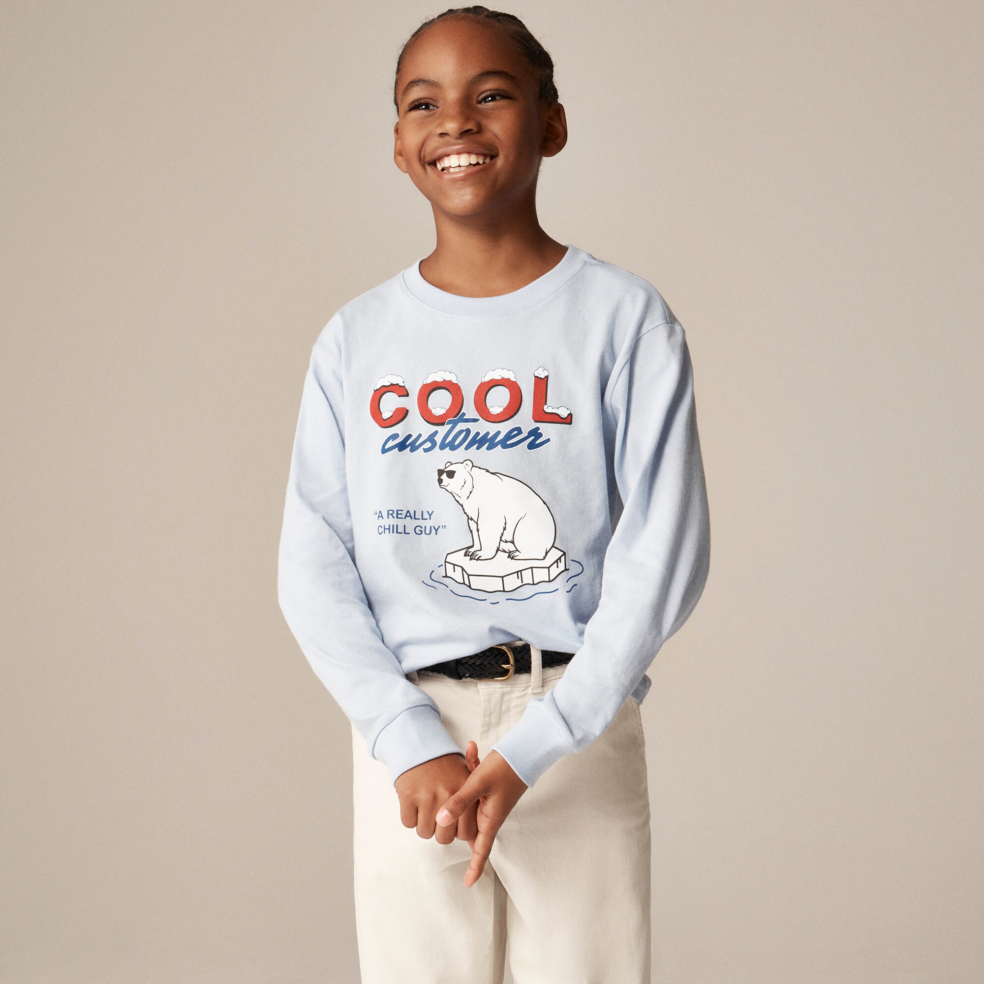 Kids' long-sleeve polar bear graphic T-shirt