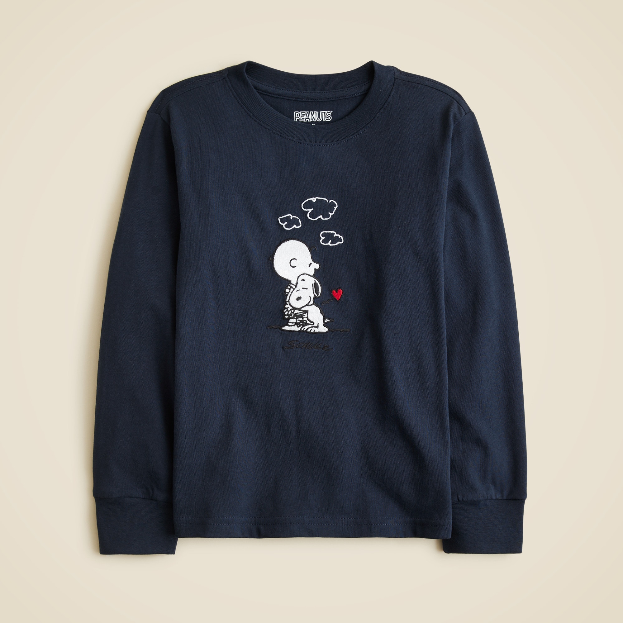 Peanuts® X Crewcuts kids' hug graphic T-shirt with embroidery