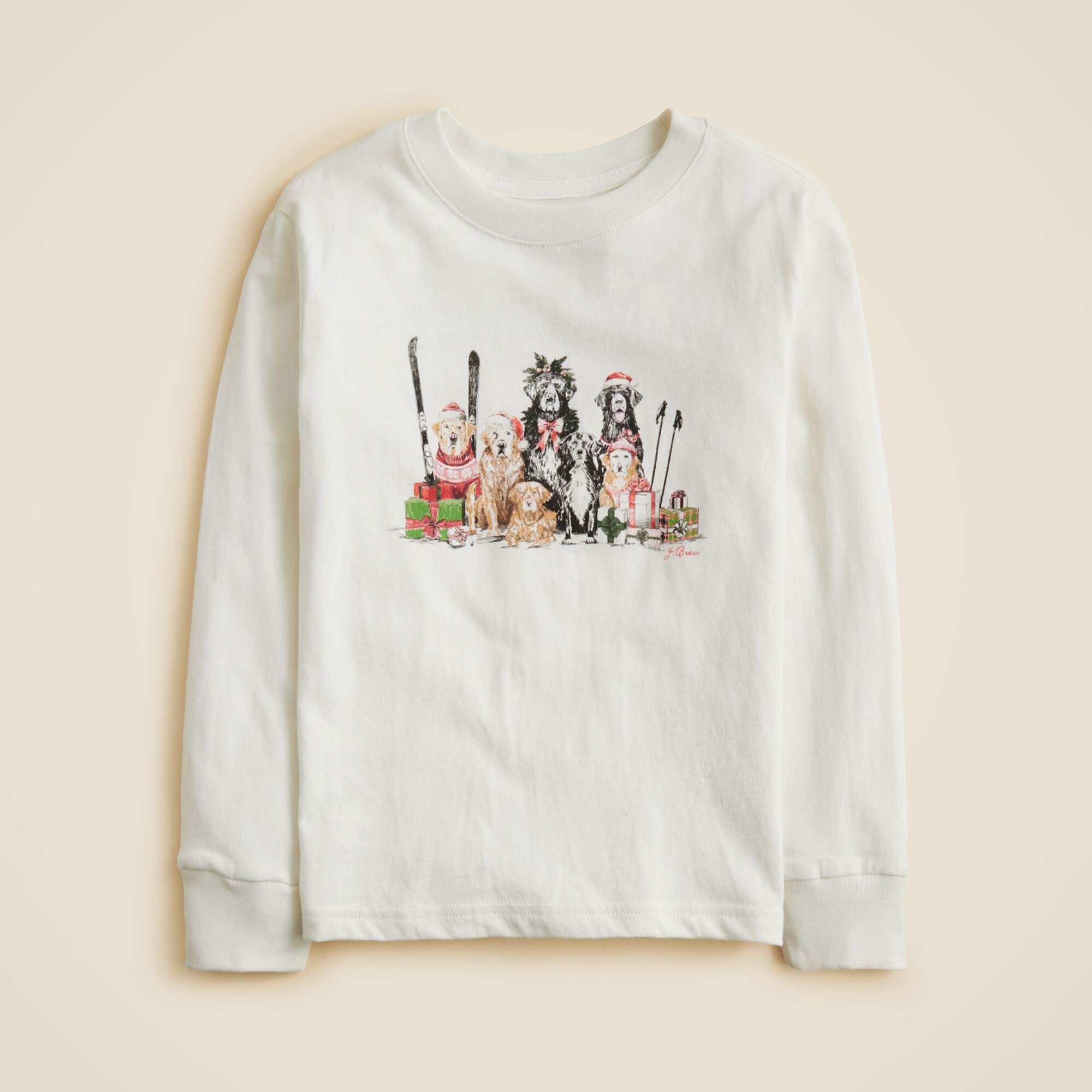 Kids' long-sleeve holiday dogs graphic T-shirt
