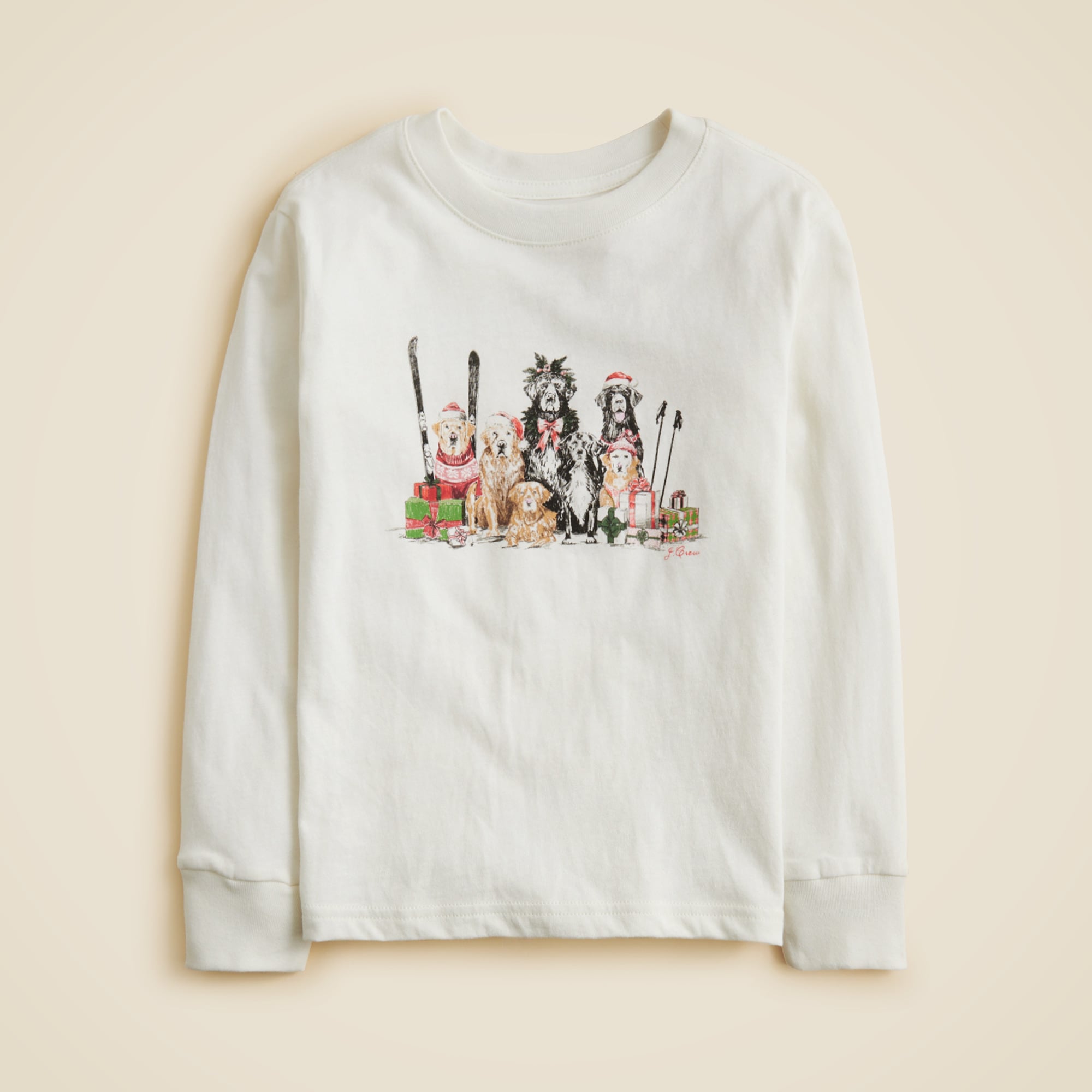Kids' long-sleeve holiday dogs graphic T-shirt