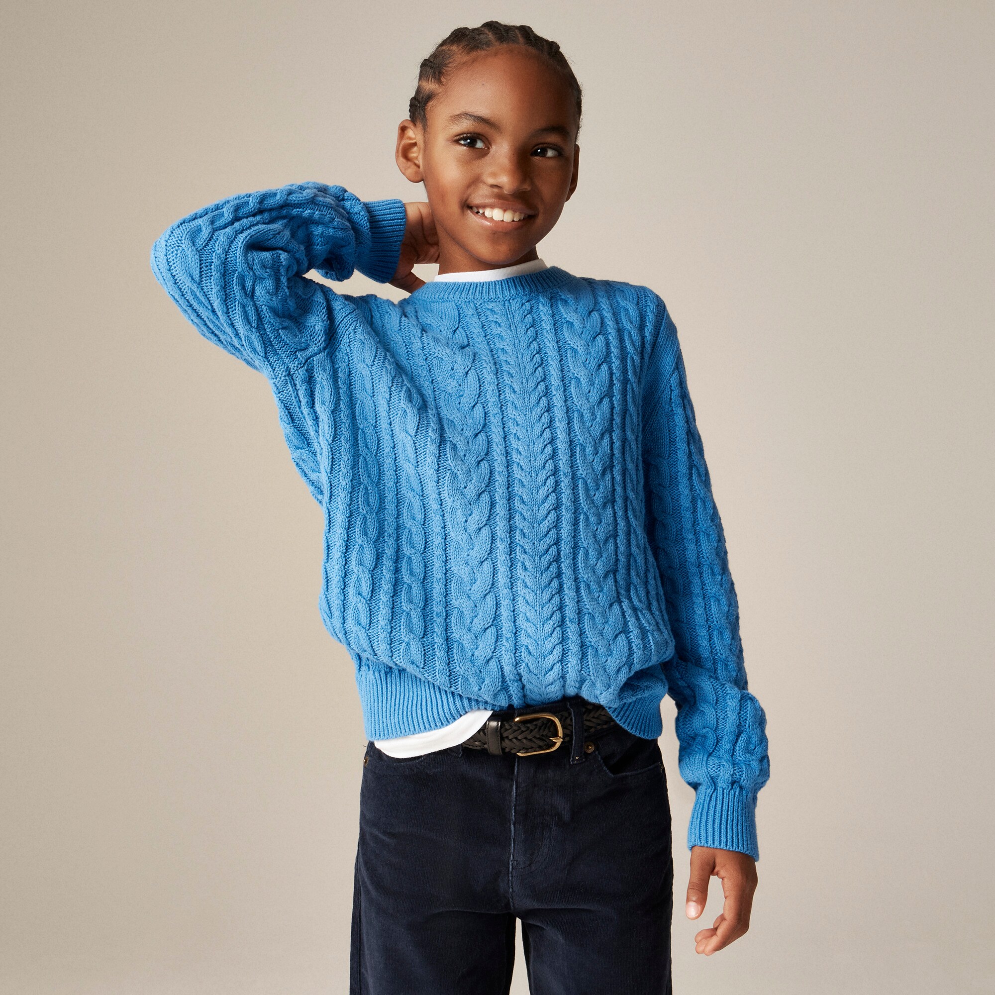 Kids' cable-knit crewneck sweater