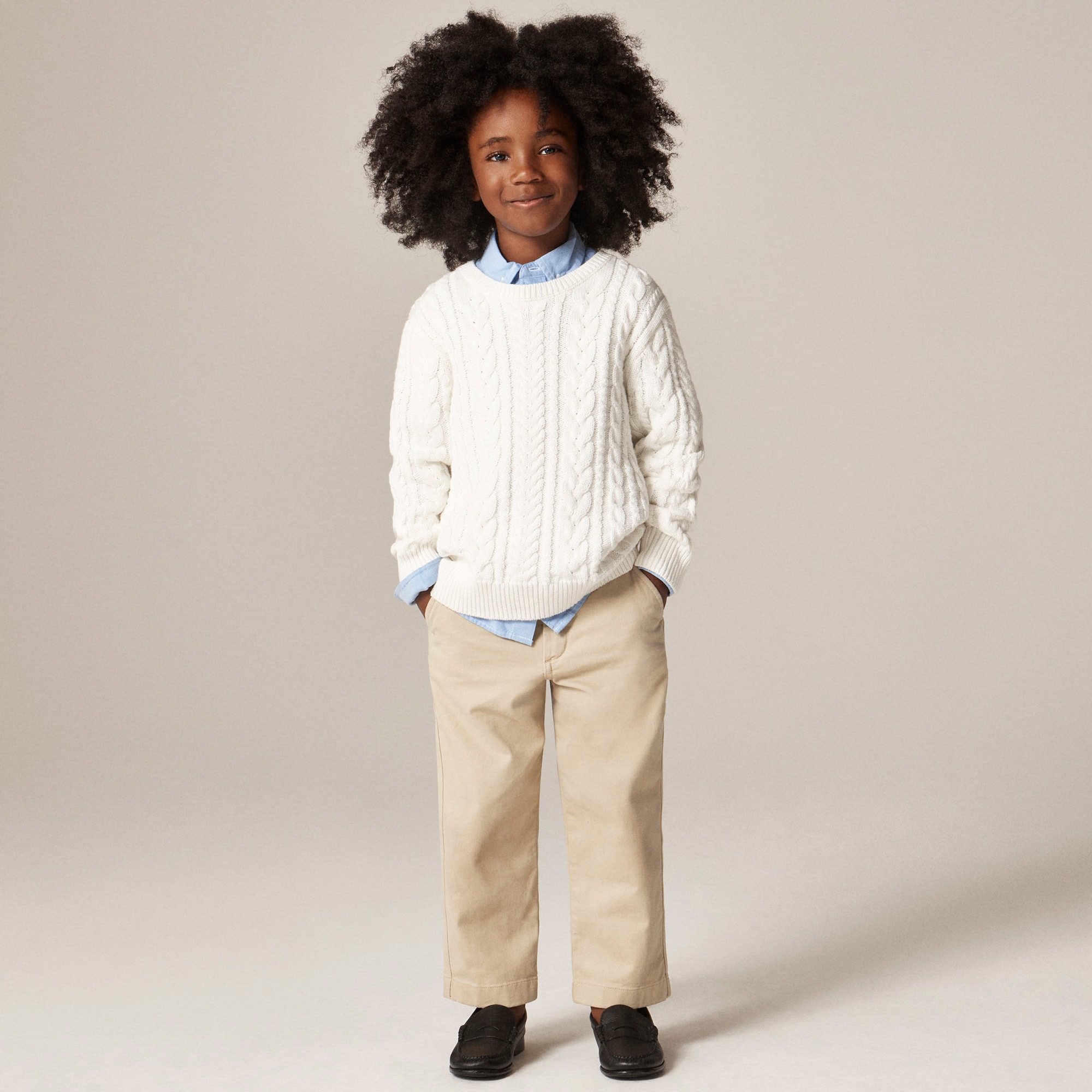 Kids' cable-knit crewneck sweater