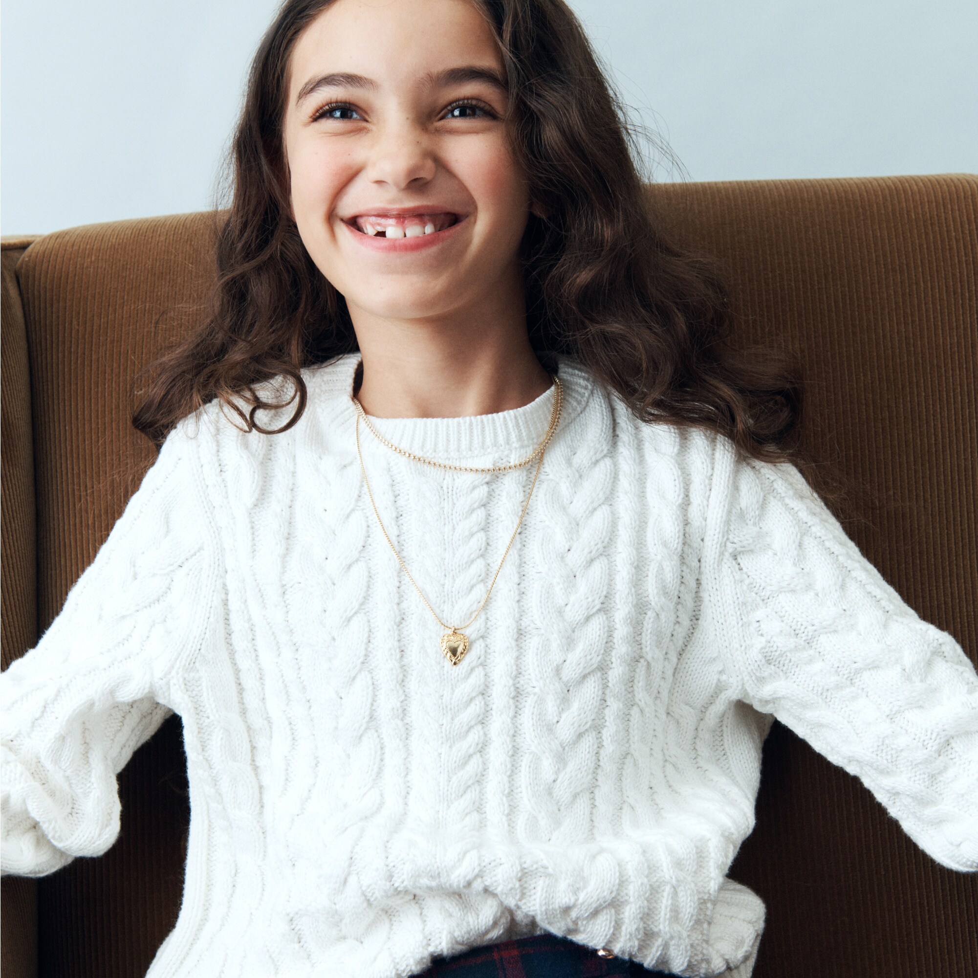 Kids' cable-knit crewneck sweater