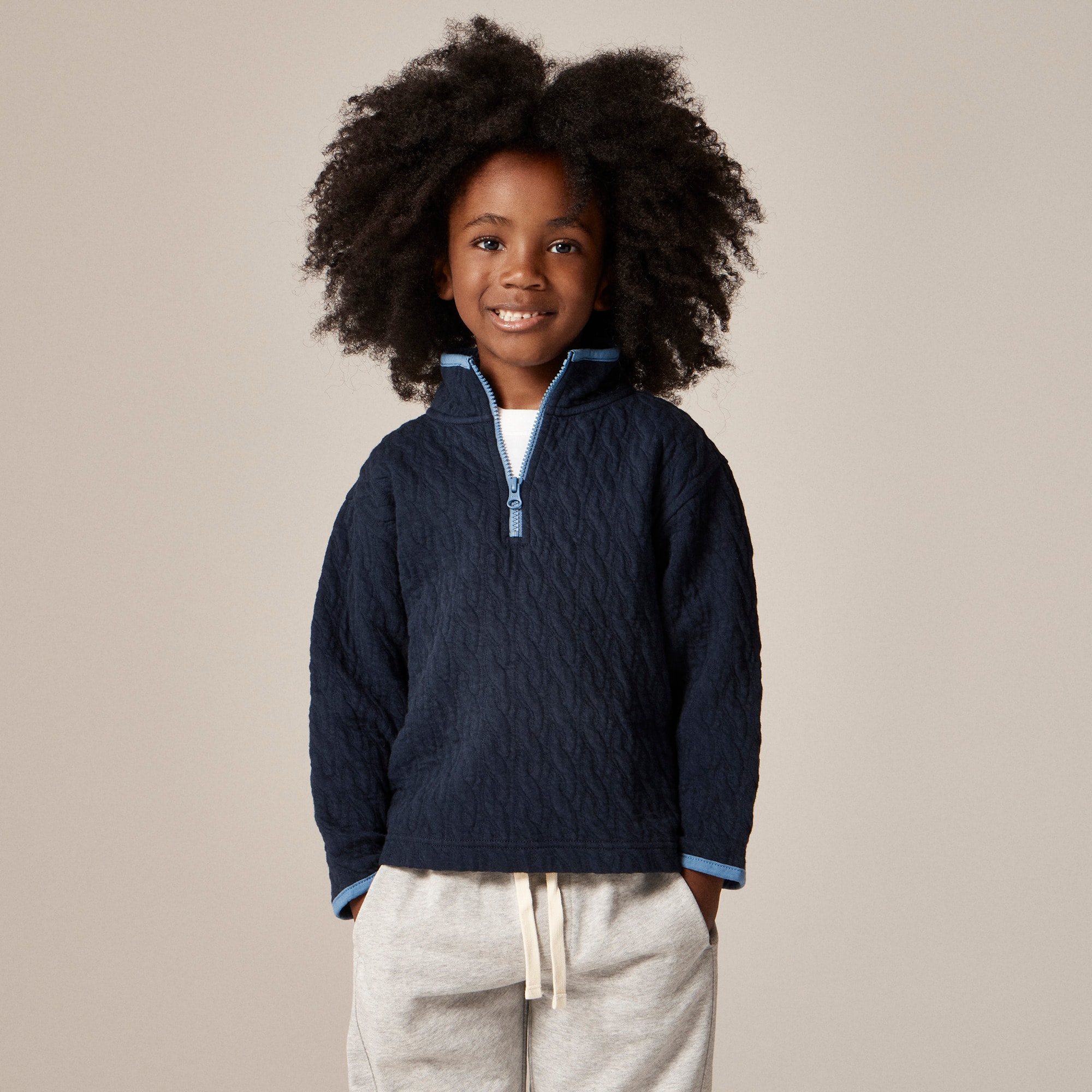 Kids' Cable-knit Quilted Quarter-zip Pullover For Boys | J.Crew