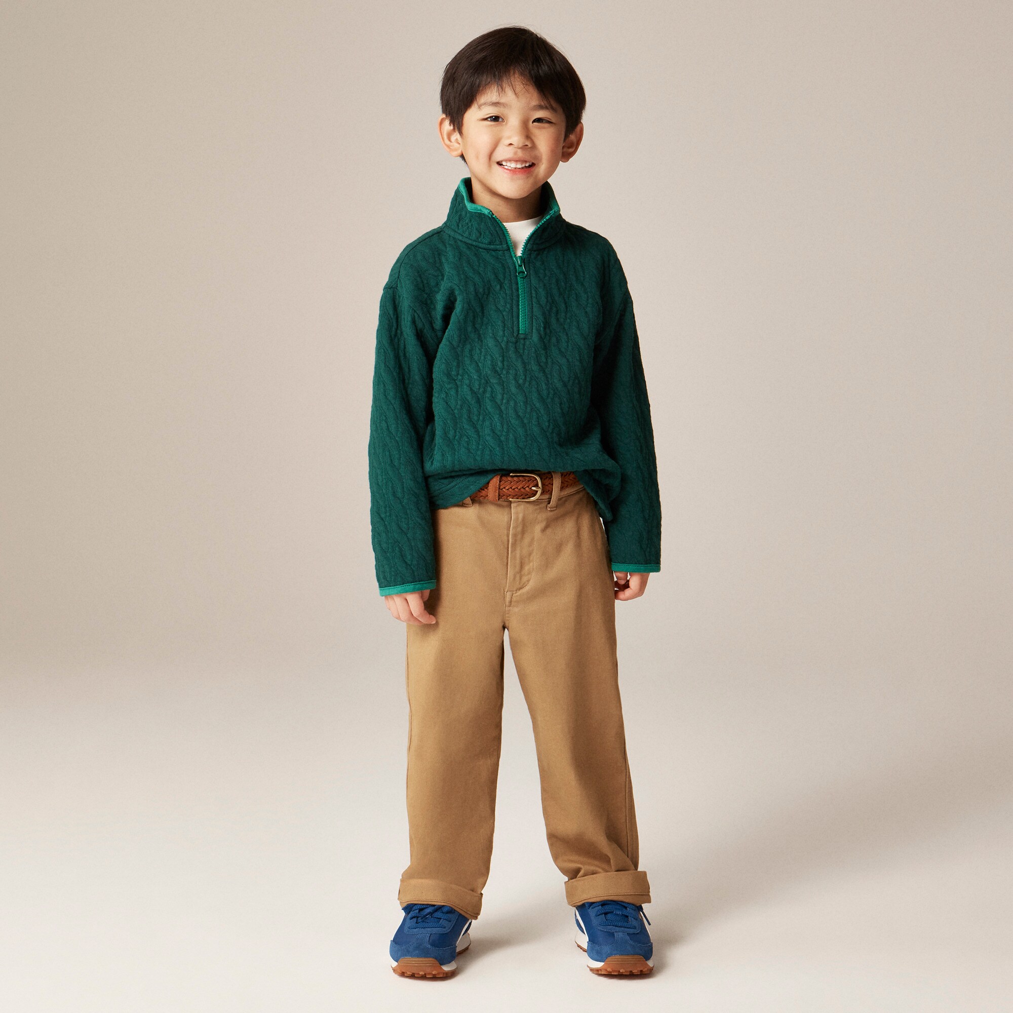  Kids' cable-knit quilted quarter-zip pullover