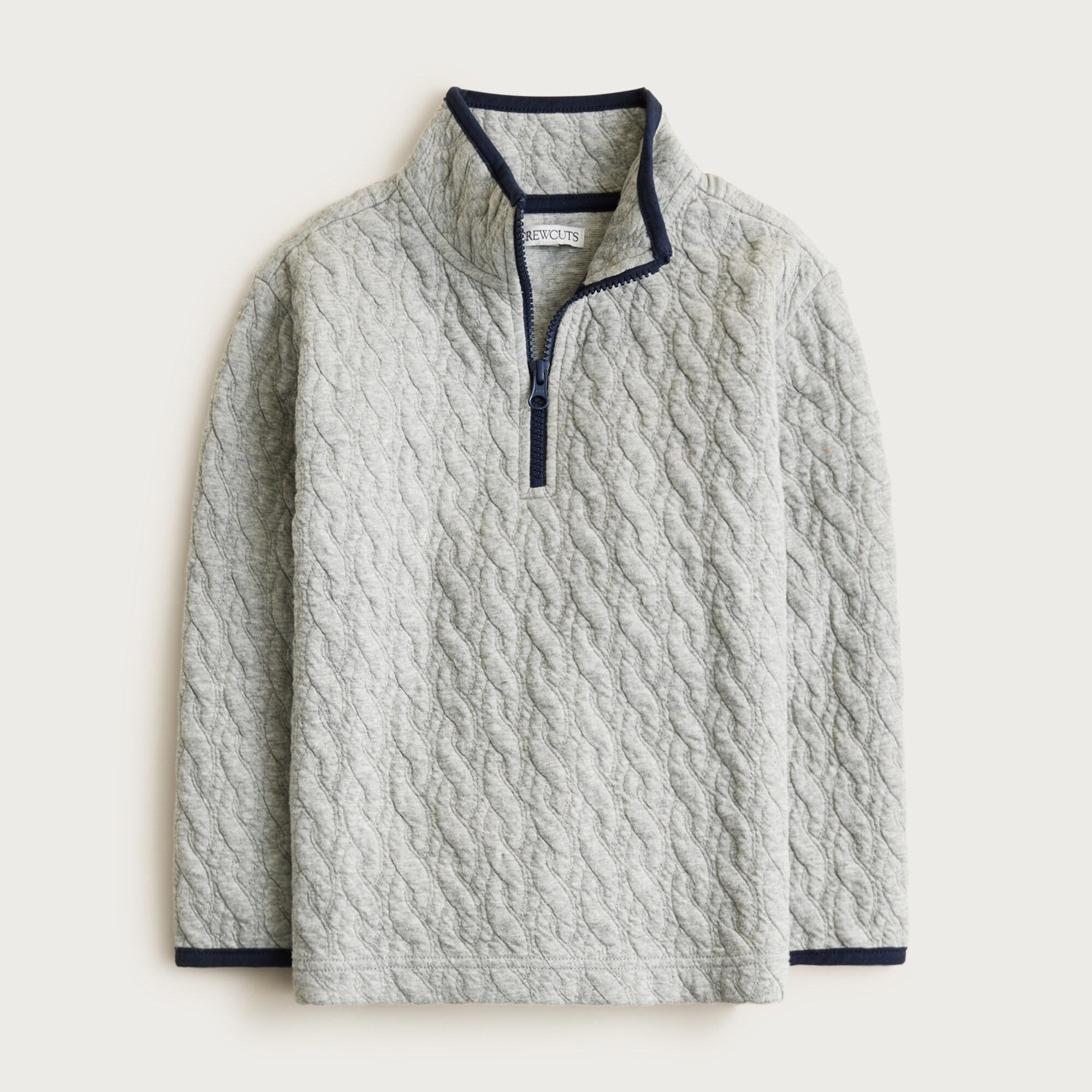 Kids' cable-knit quilted half-zip pullover