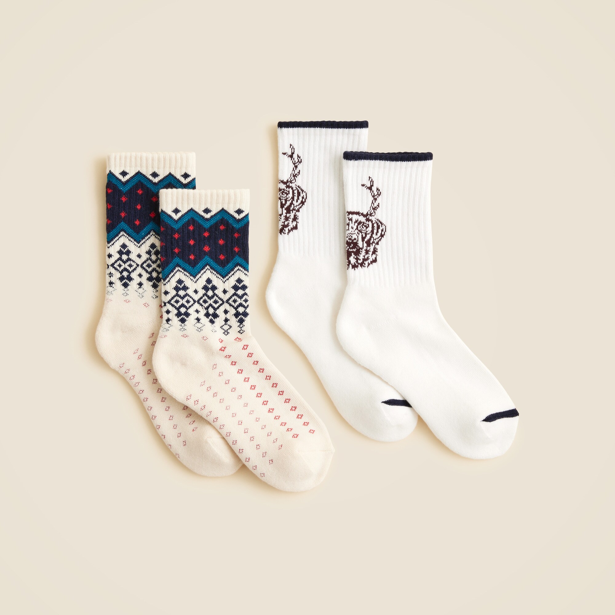 boys Kids' dog Fair Isle trouser socks two-pack