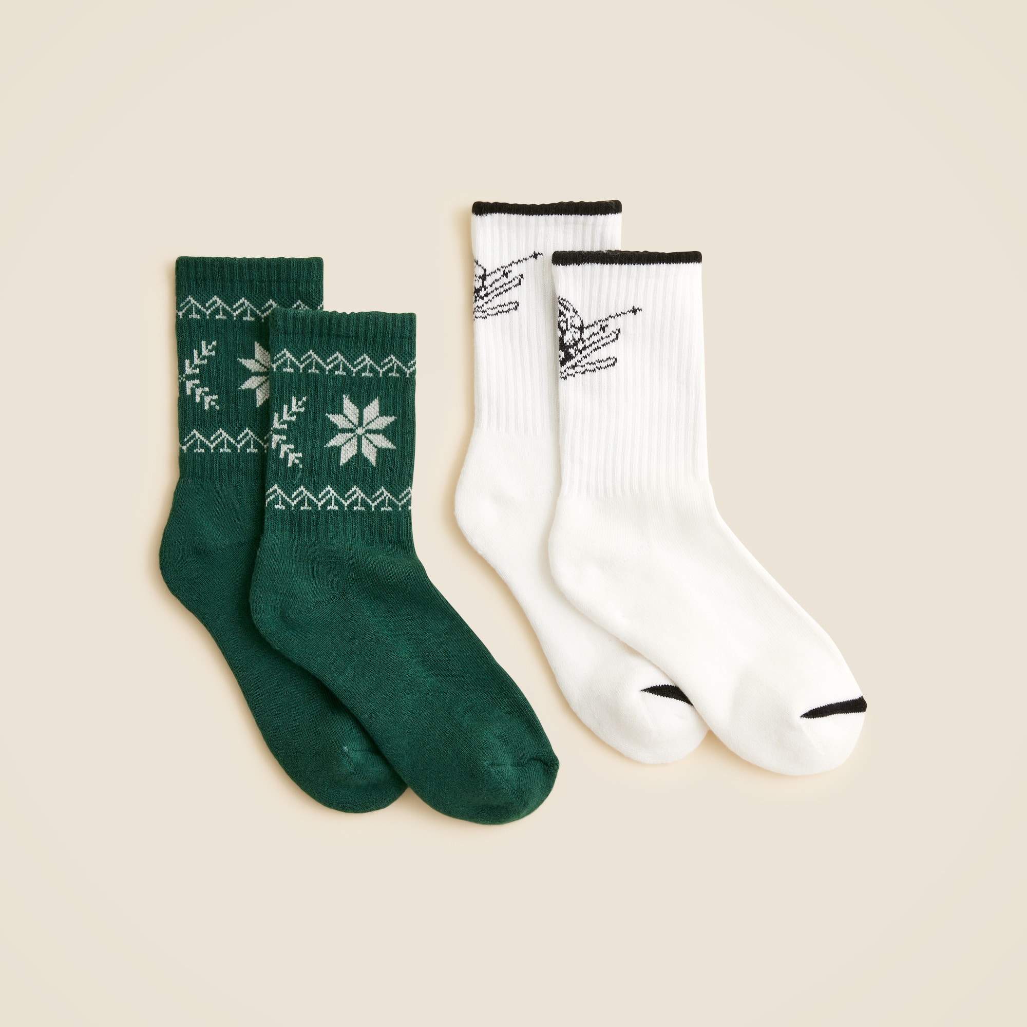 Kids' ski Fair Isle trouser socks two-pack