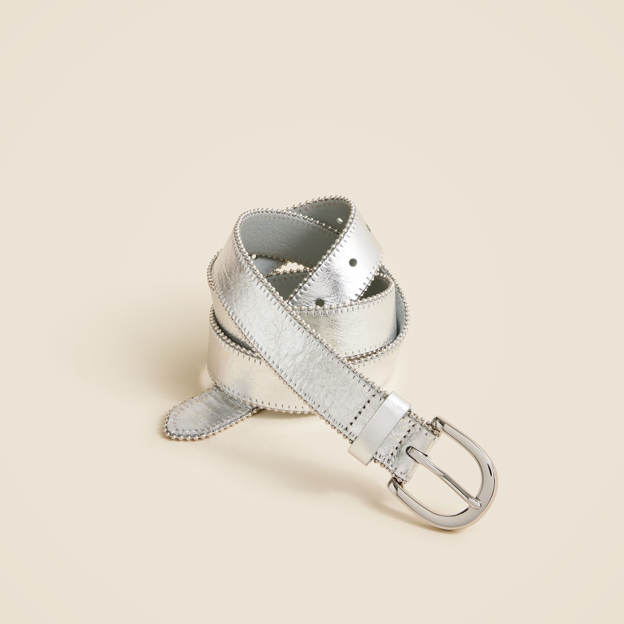 Classic Studded-edge Belt In Metallic Leather For Women | J.Crew