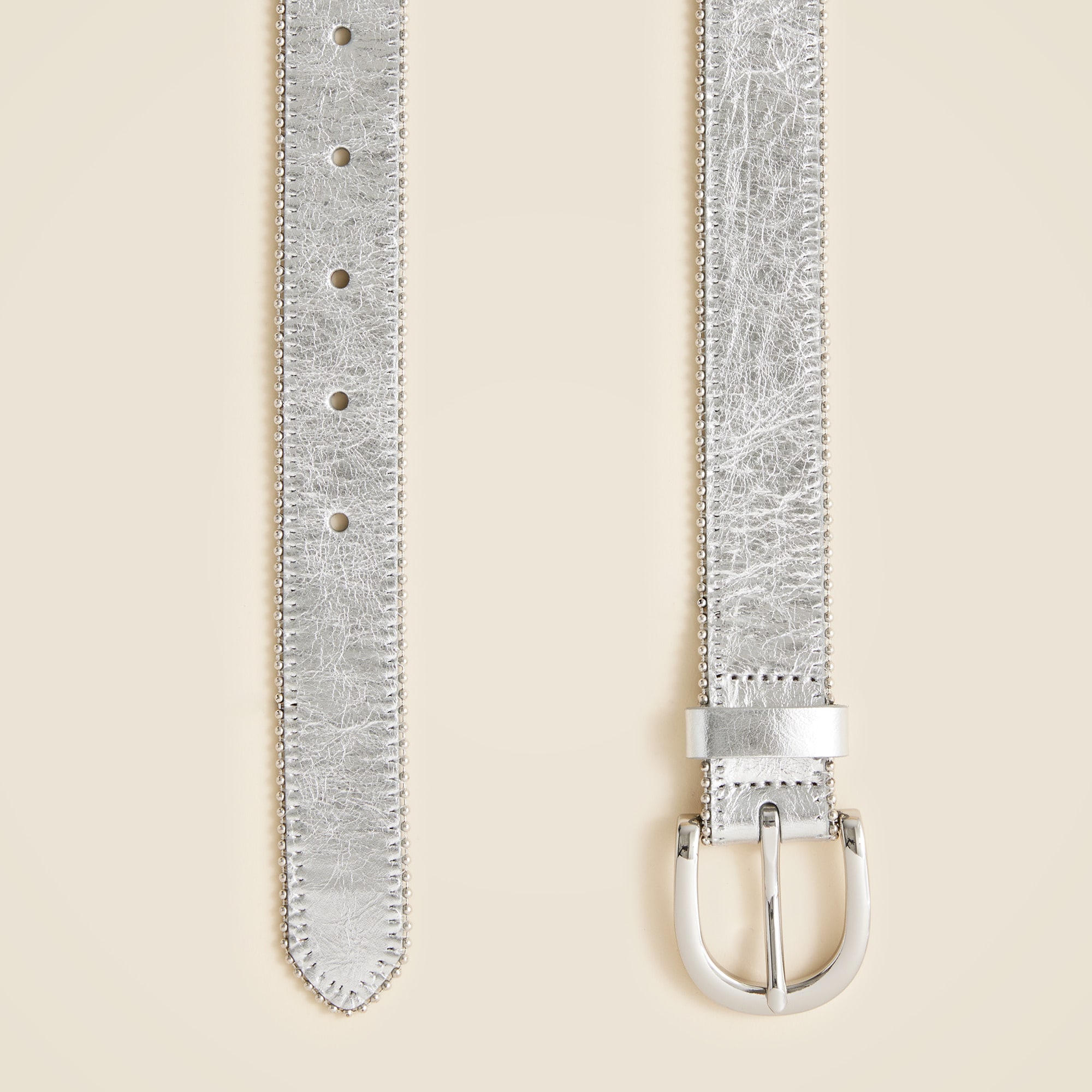 Classic Studded-edge Belt In Metallic Leather For Women | J.Crew