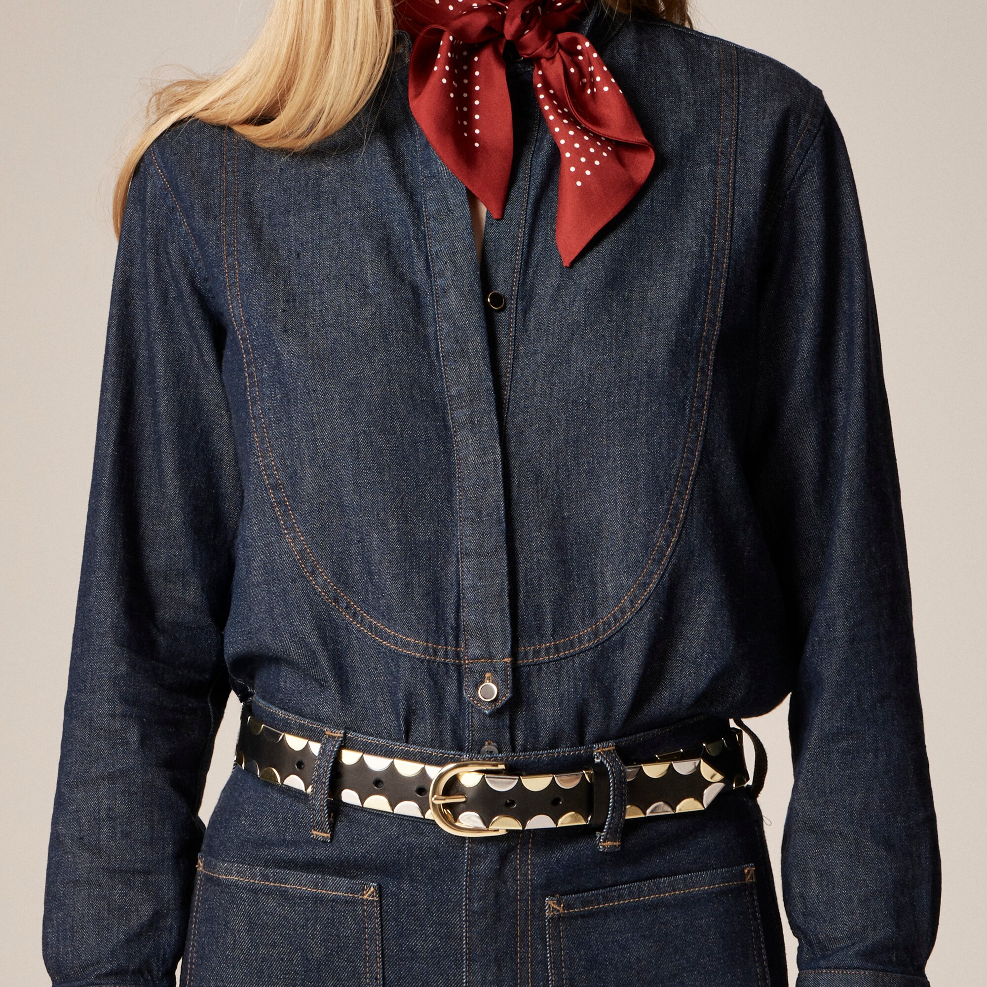 womens Classic metallic-tipped belt in leather
