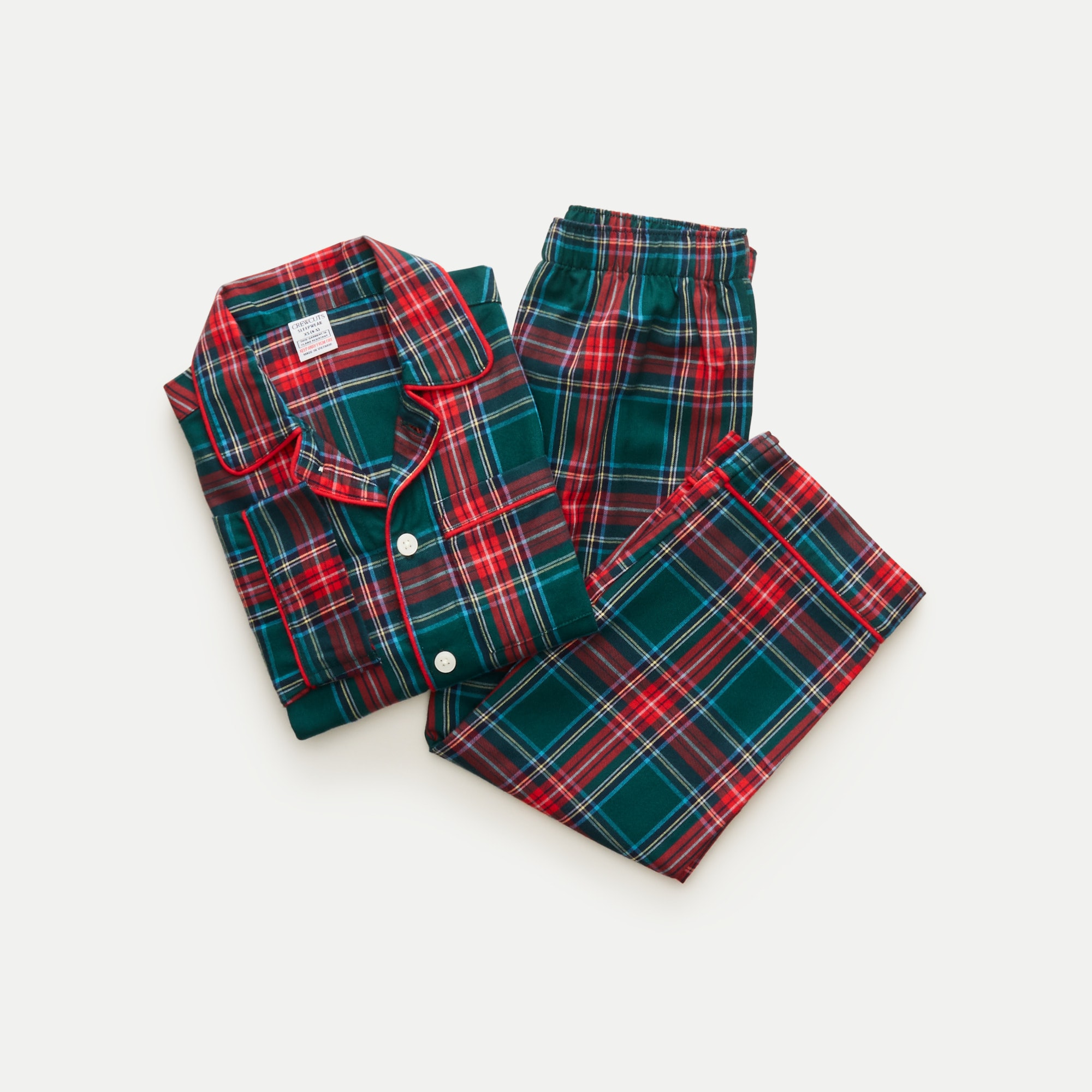 Kids' flannel pajama set in plaid