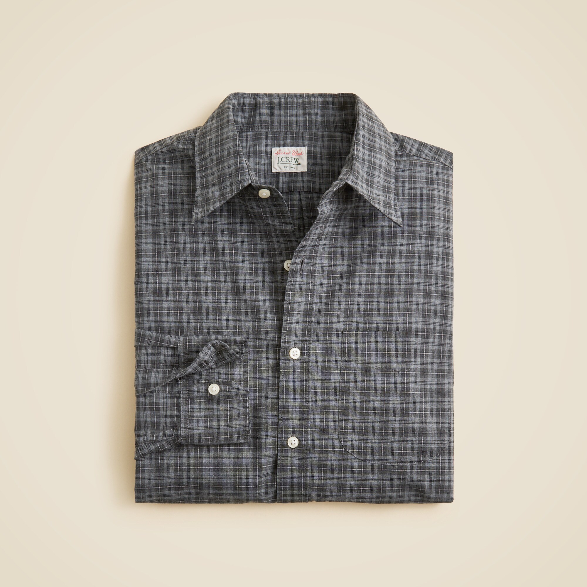  Secret Wash cotton poplin shirt with point collar