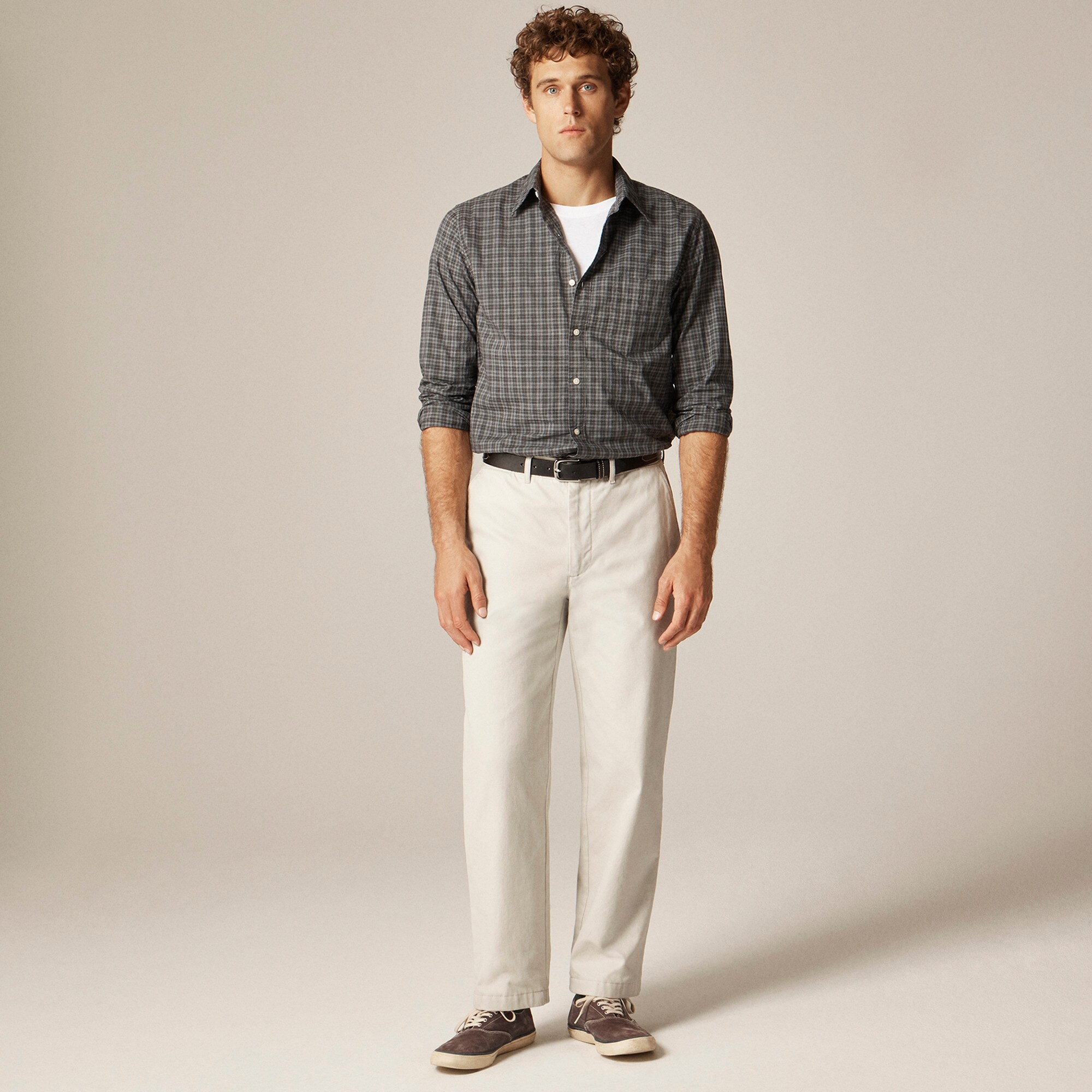 Secret Wash cotton poplin shirt with point collar