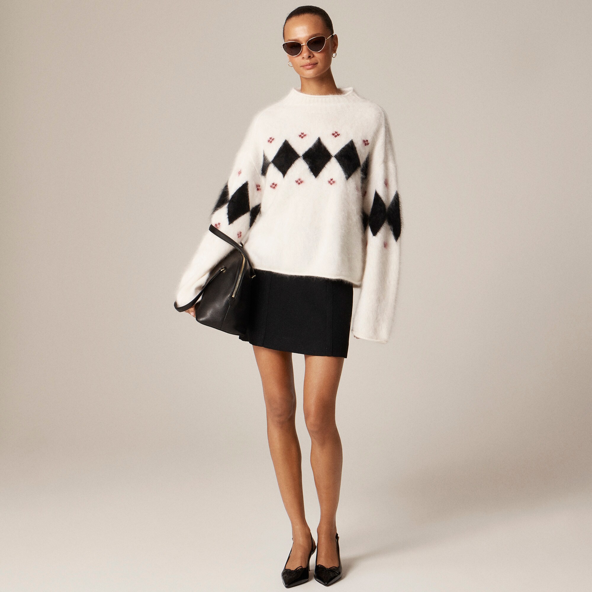 Brushed cashmere 2025 Rollneck&trade; sweater in argyle - thumbnail 2