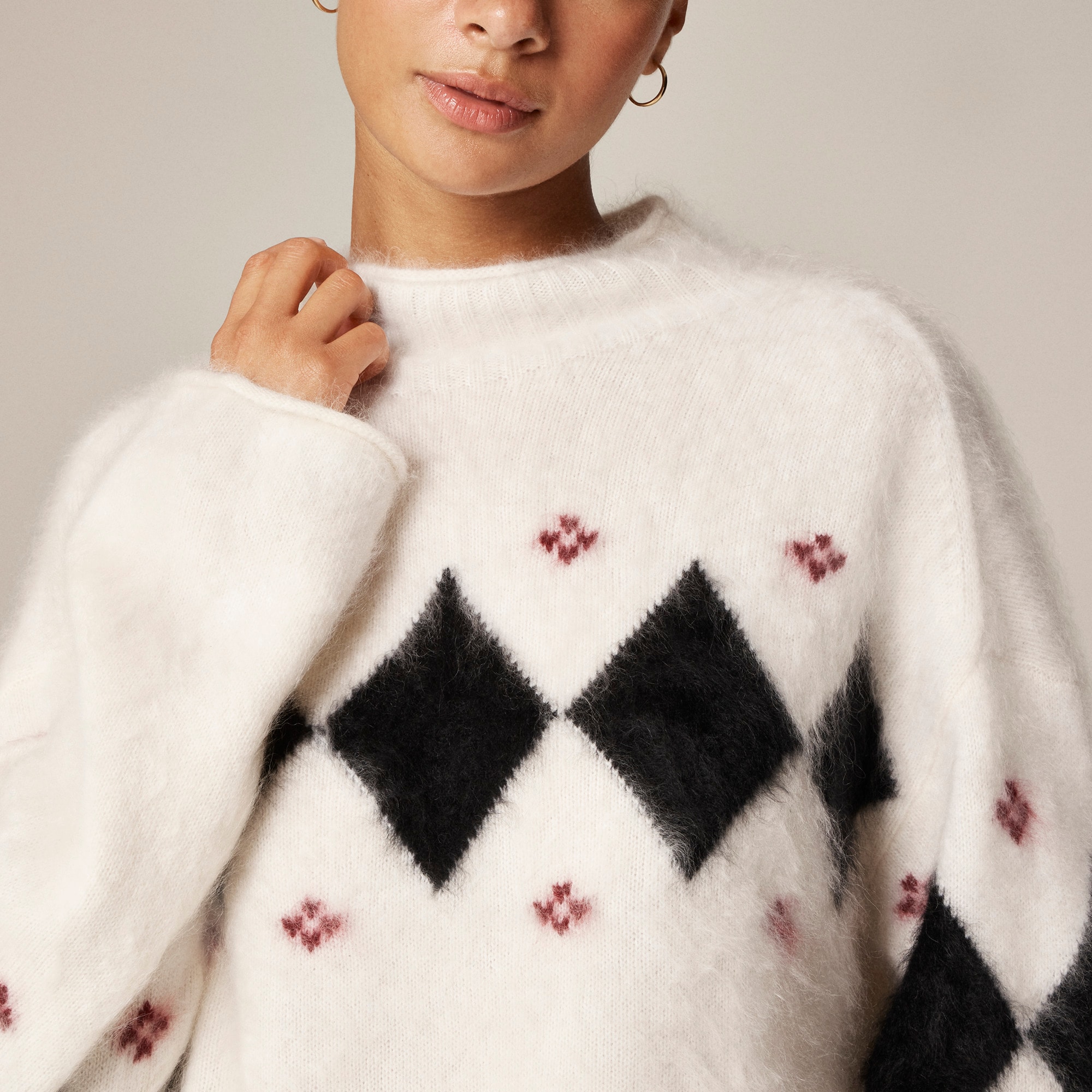 Brushed cashmere 2025 Rollneck™ sweater in argyle