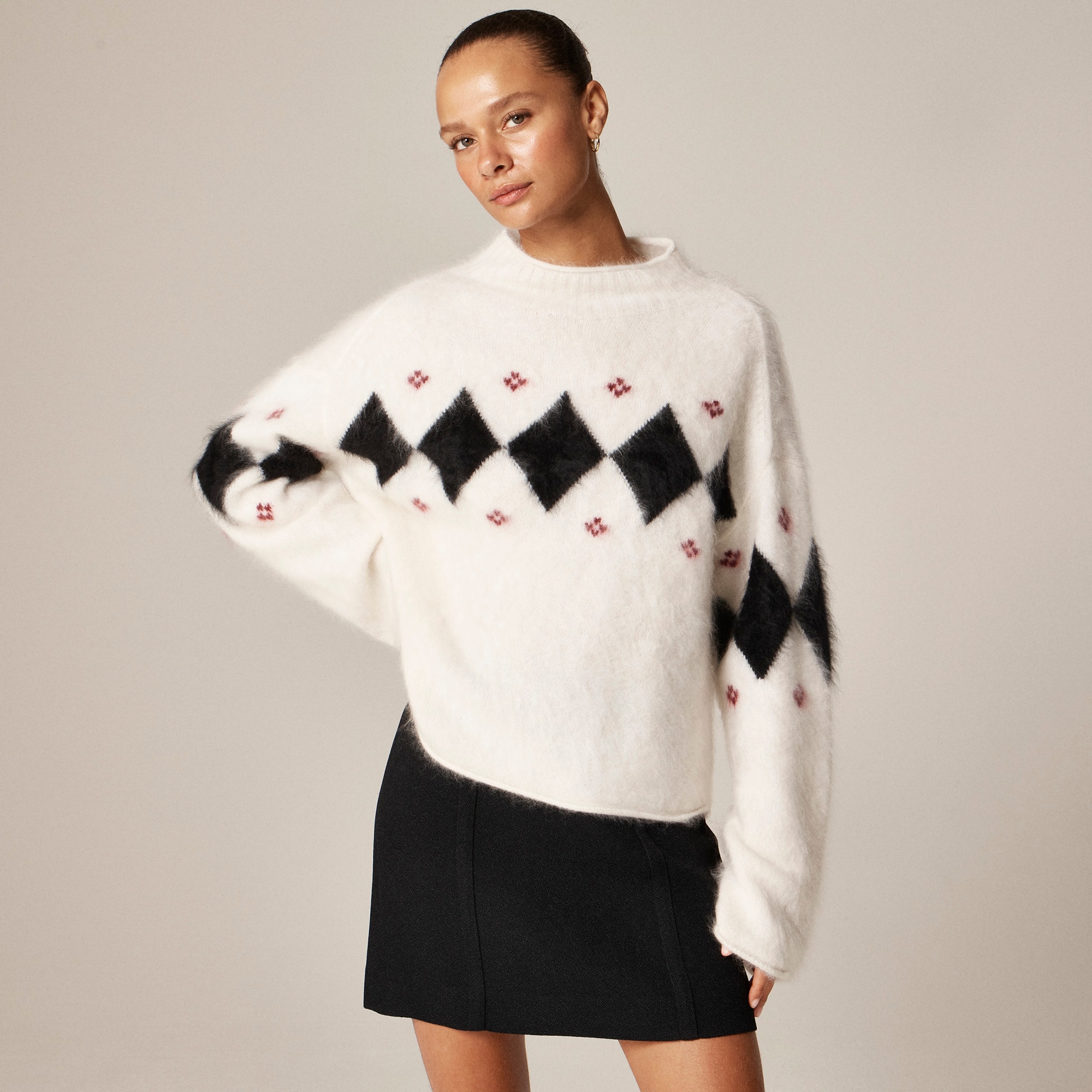 Brushed Cashmere 2025 Rollneck™ Sweater In Argyle For Women | J.Crew
