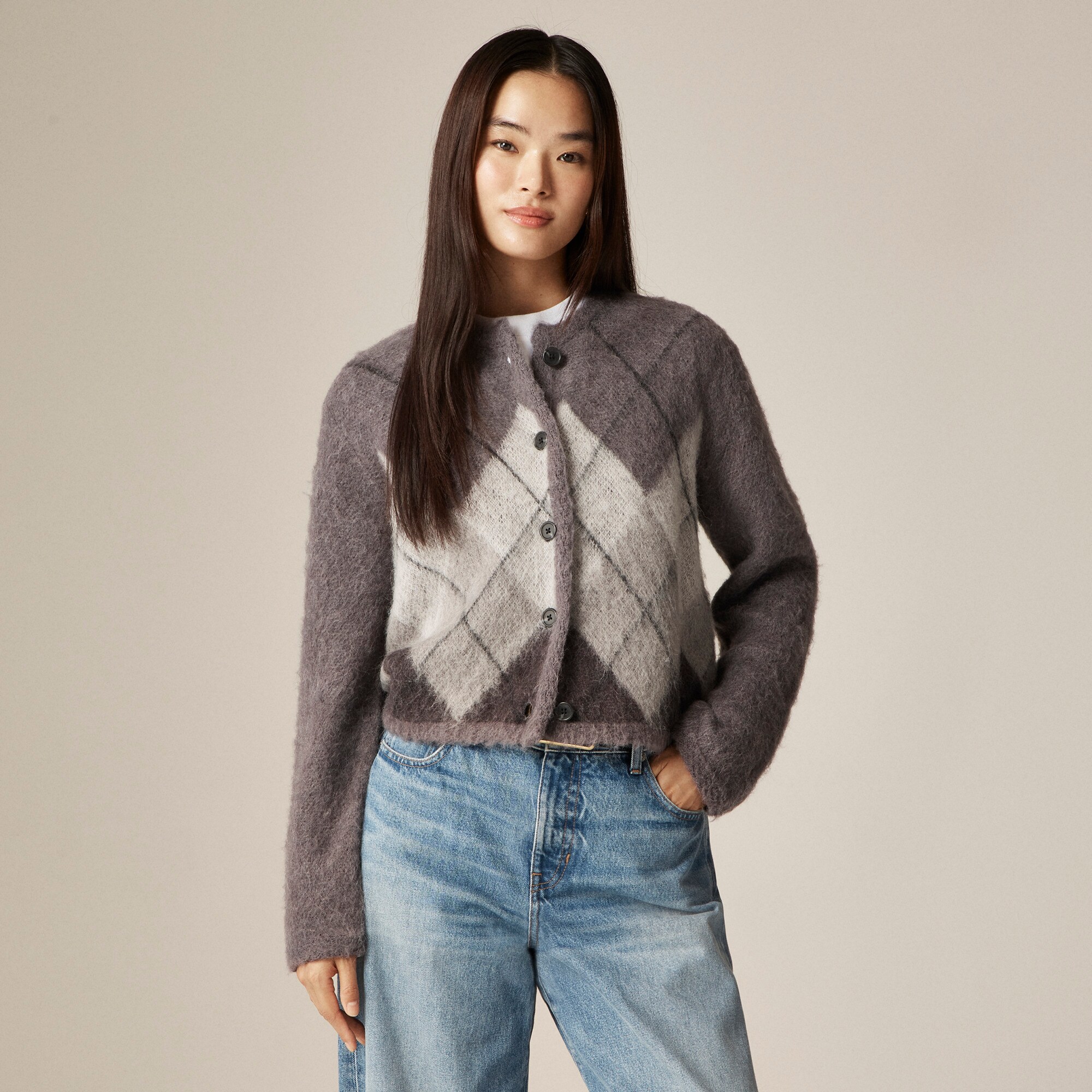 Cardigan In Argyle Wool Blend For Women | J.Crew