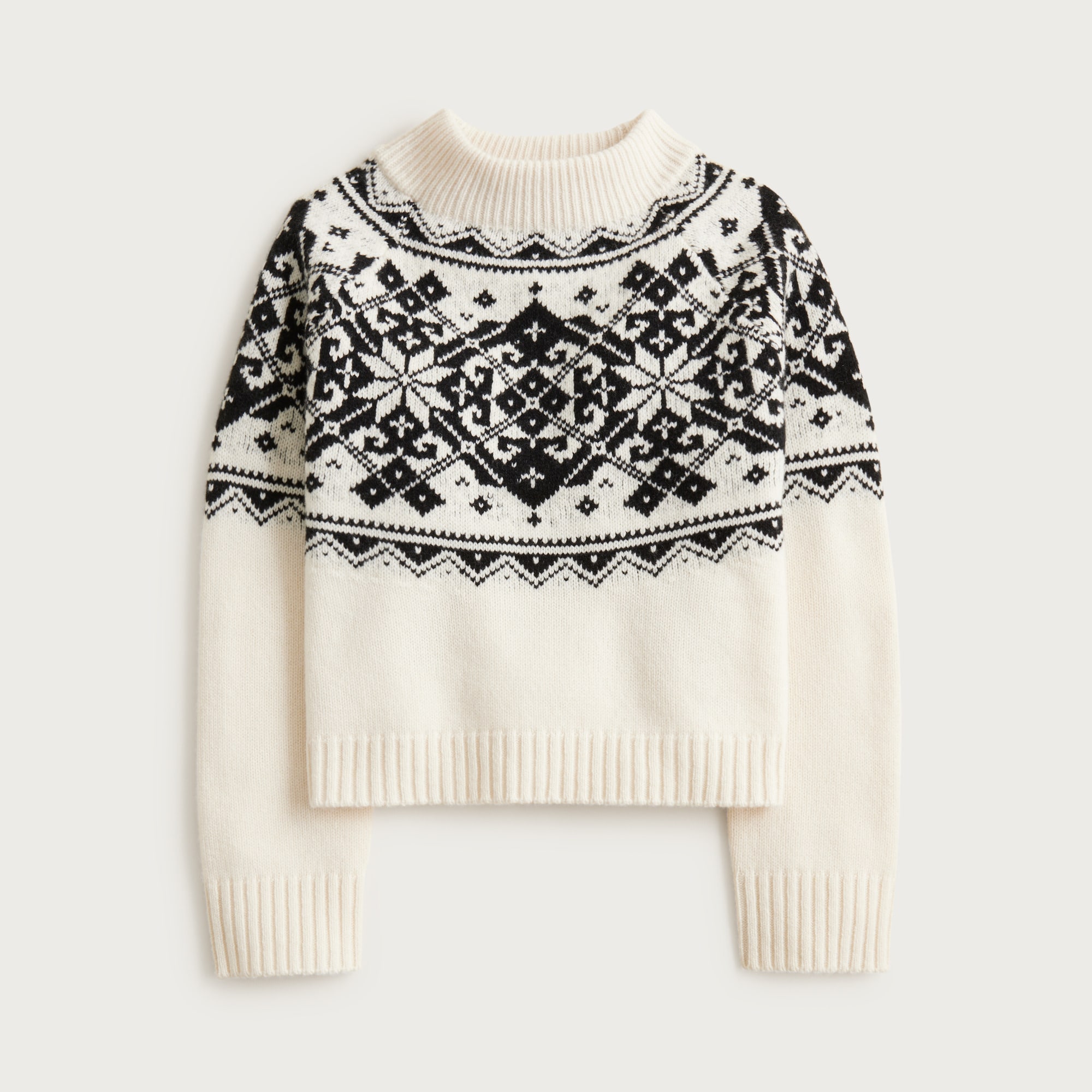 Fair Isle Snowflake Mockneck Sweater In Vintage Wool For Women | J