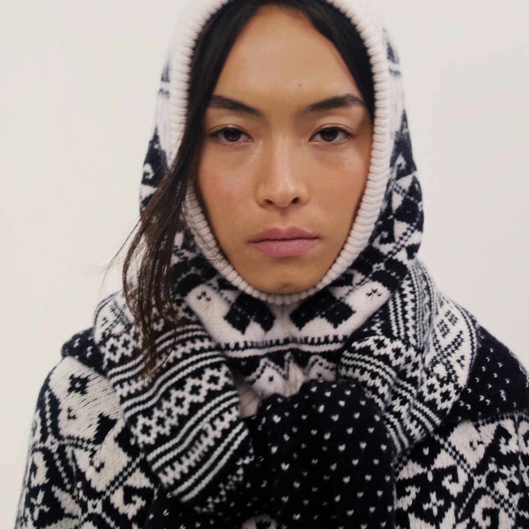 Fair Isle snowflake mockneck sweater in vintage wool