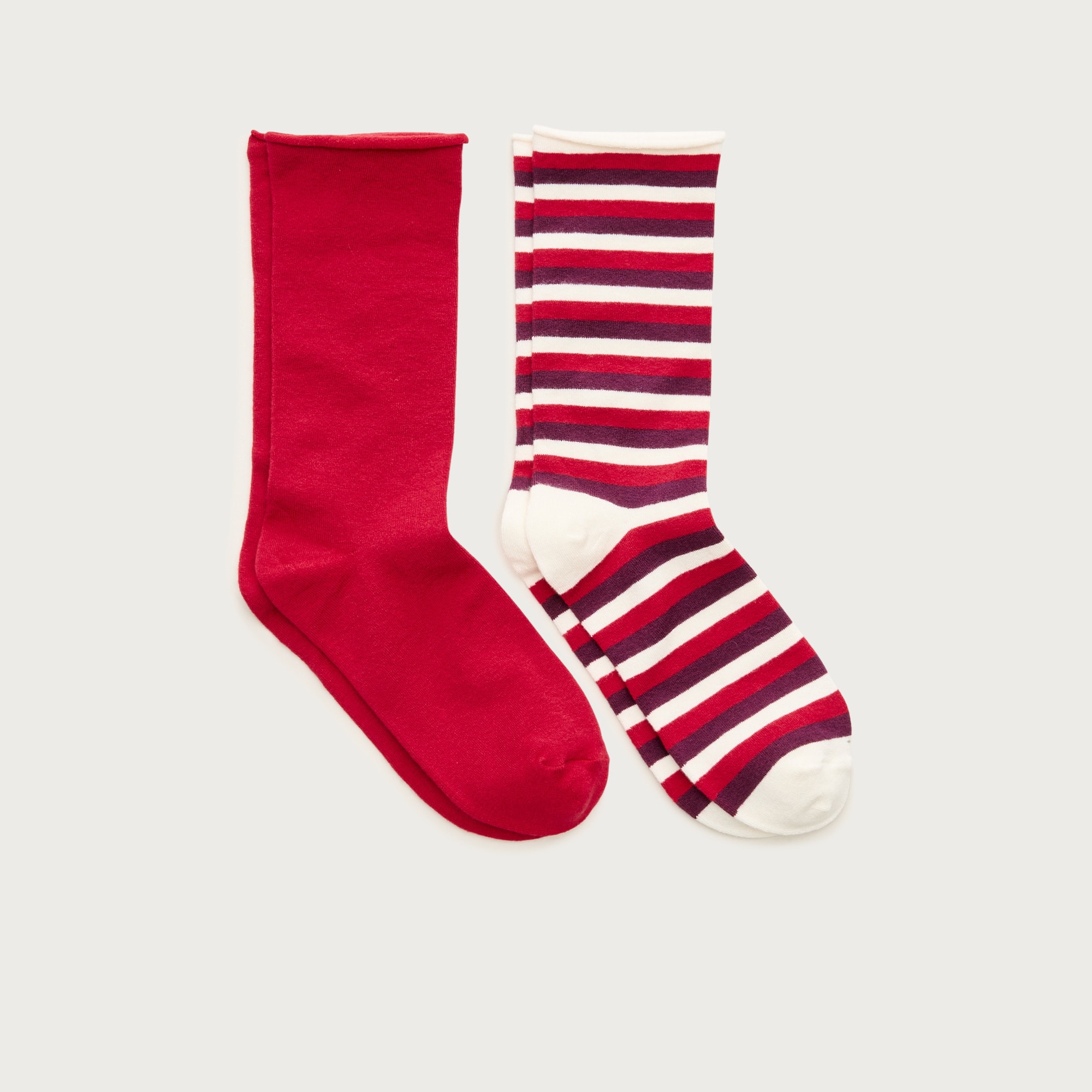 Rolled-edge trouser socks two-pack in stripe