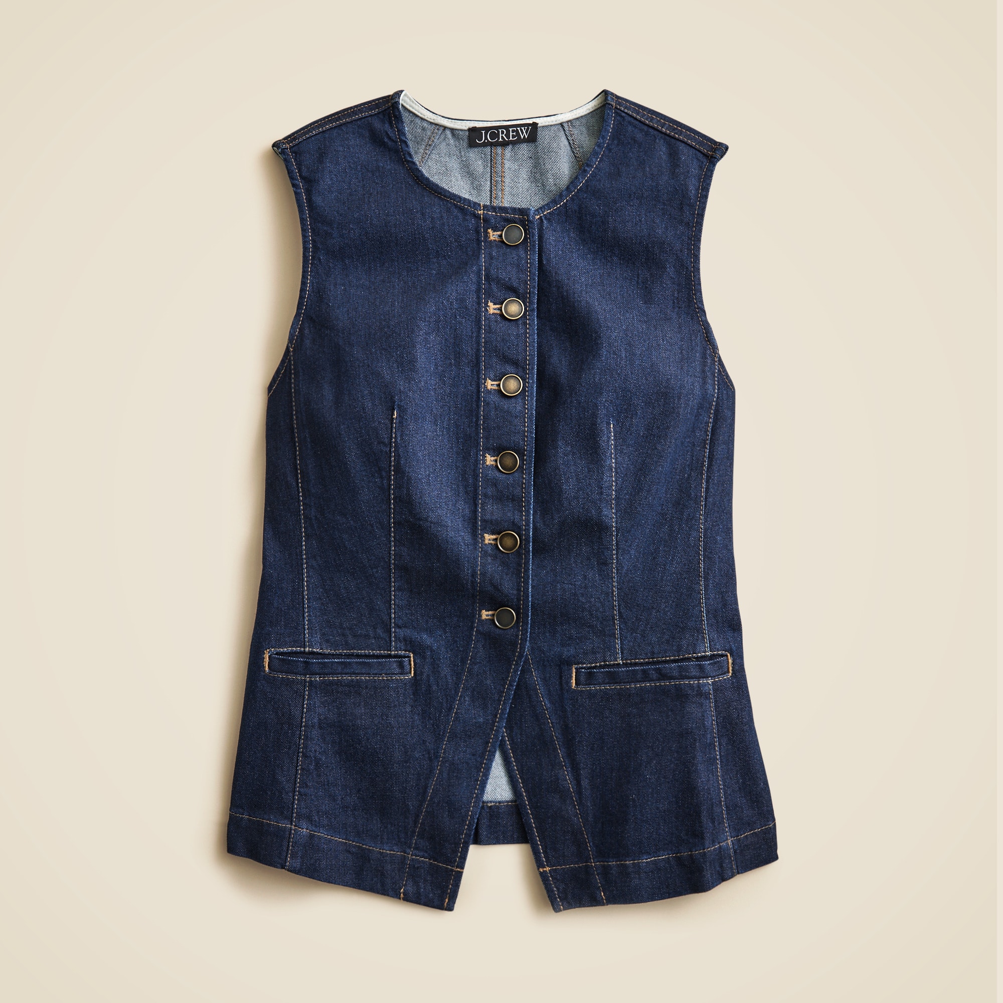 Essential cutaway vest in denim
