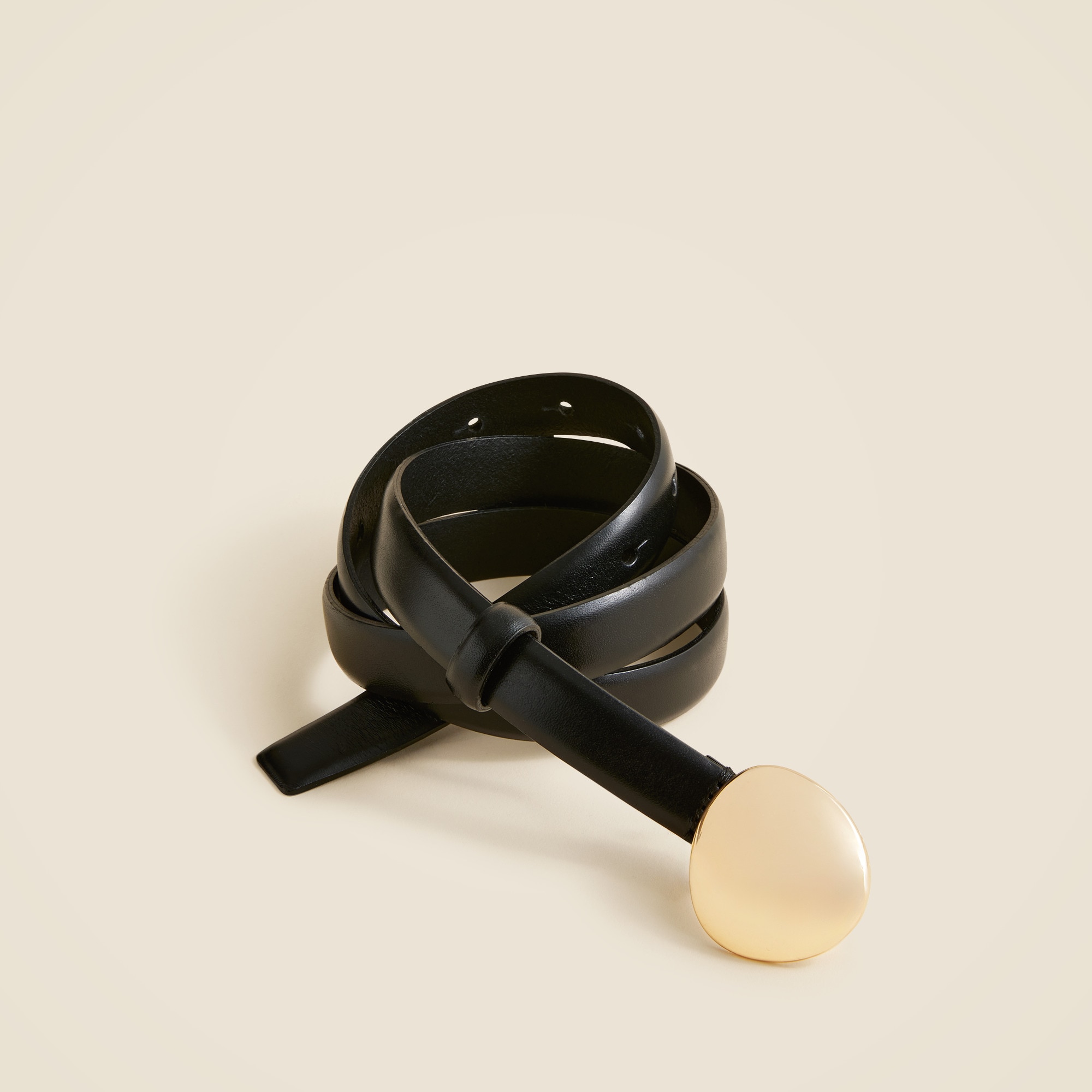 Skinny disc belt in leather