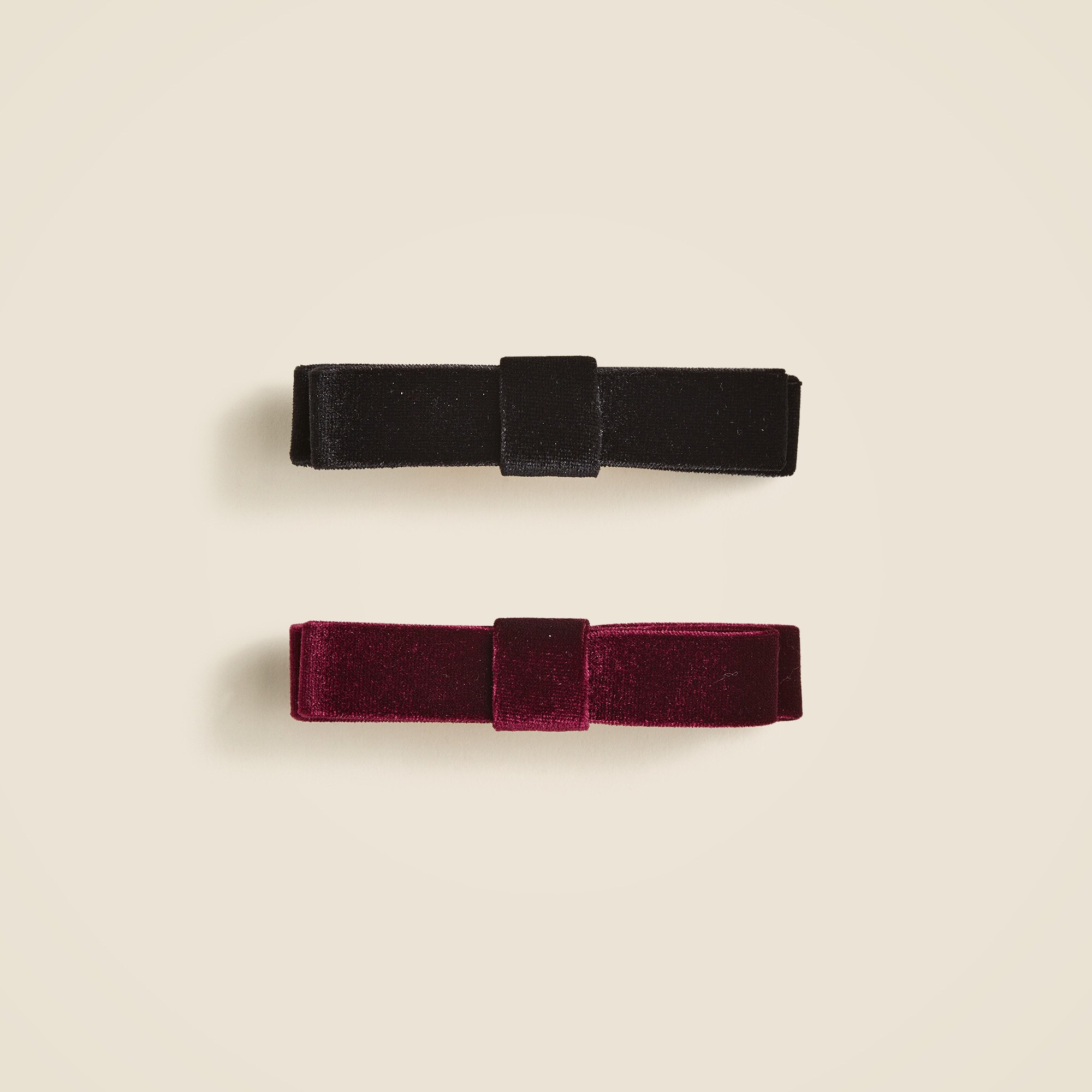 Small velvet bow hair clips set-of-two