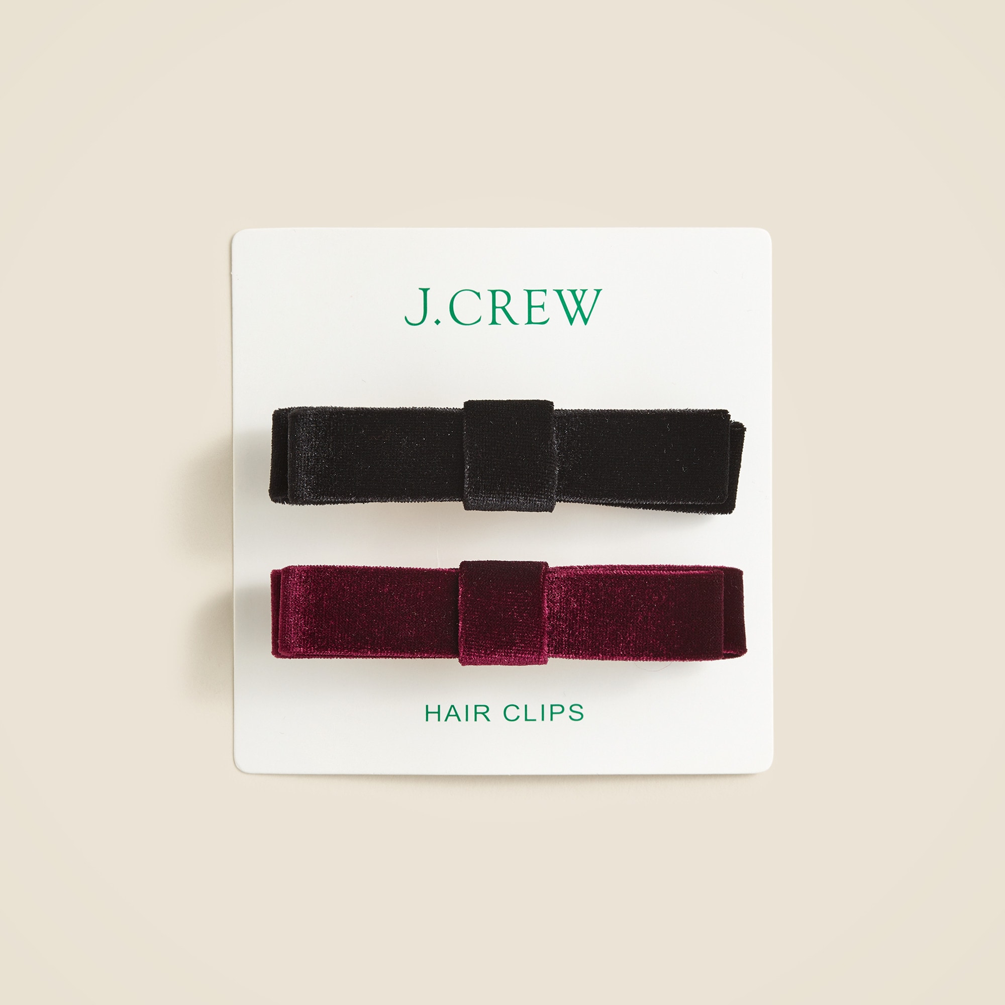 Small velvet bow hair clips set-of-two
