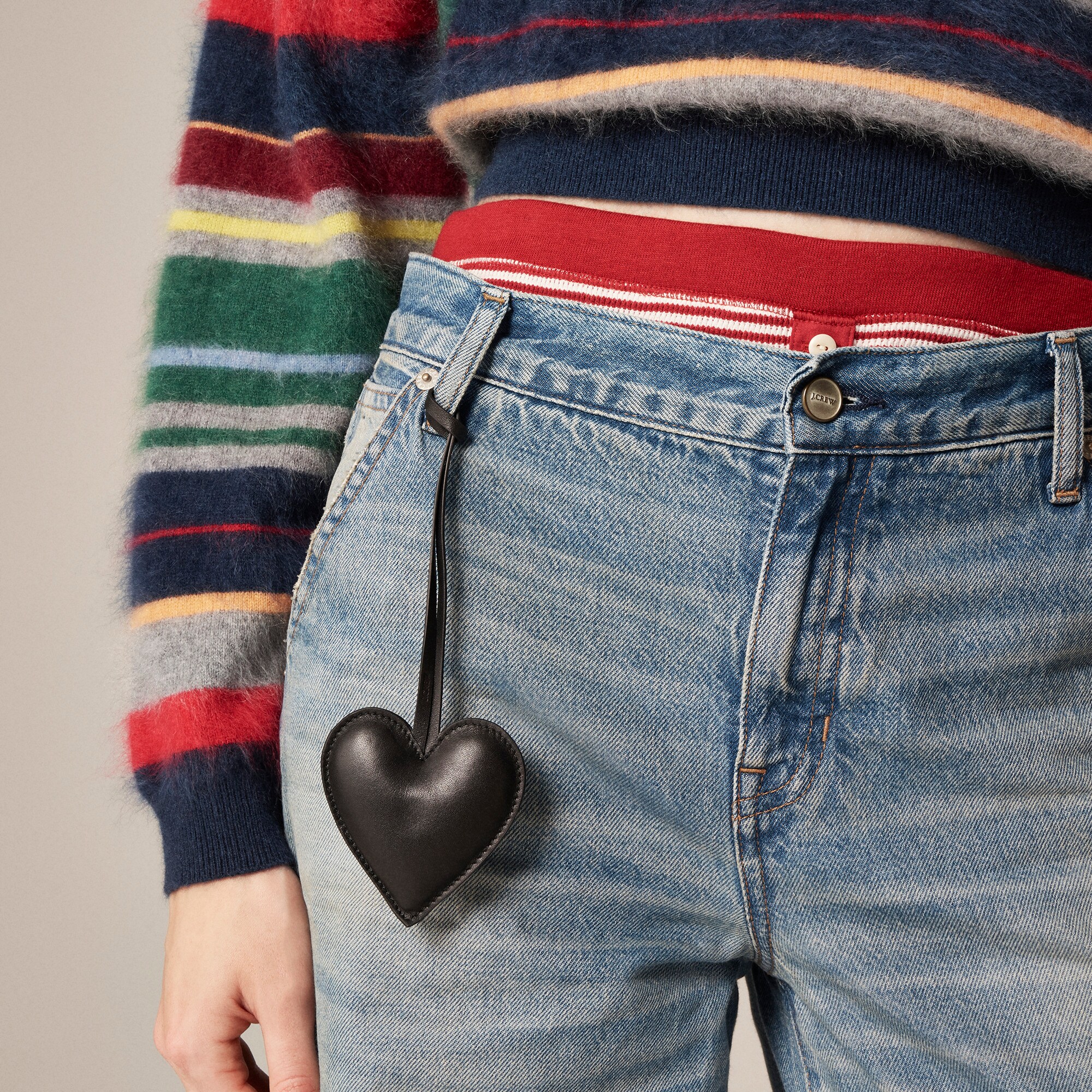 Heart bag charm in leather