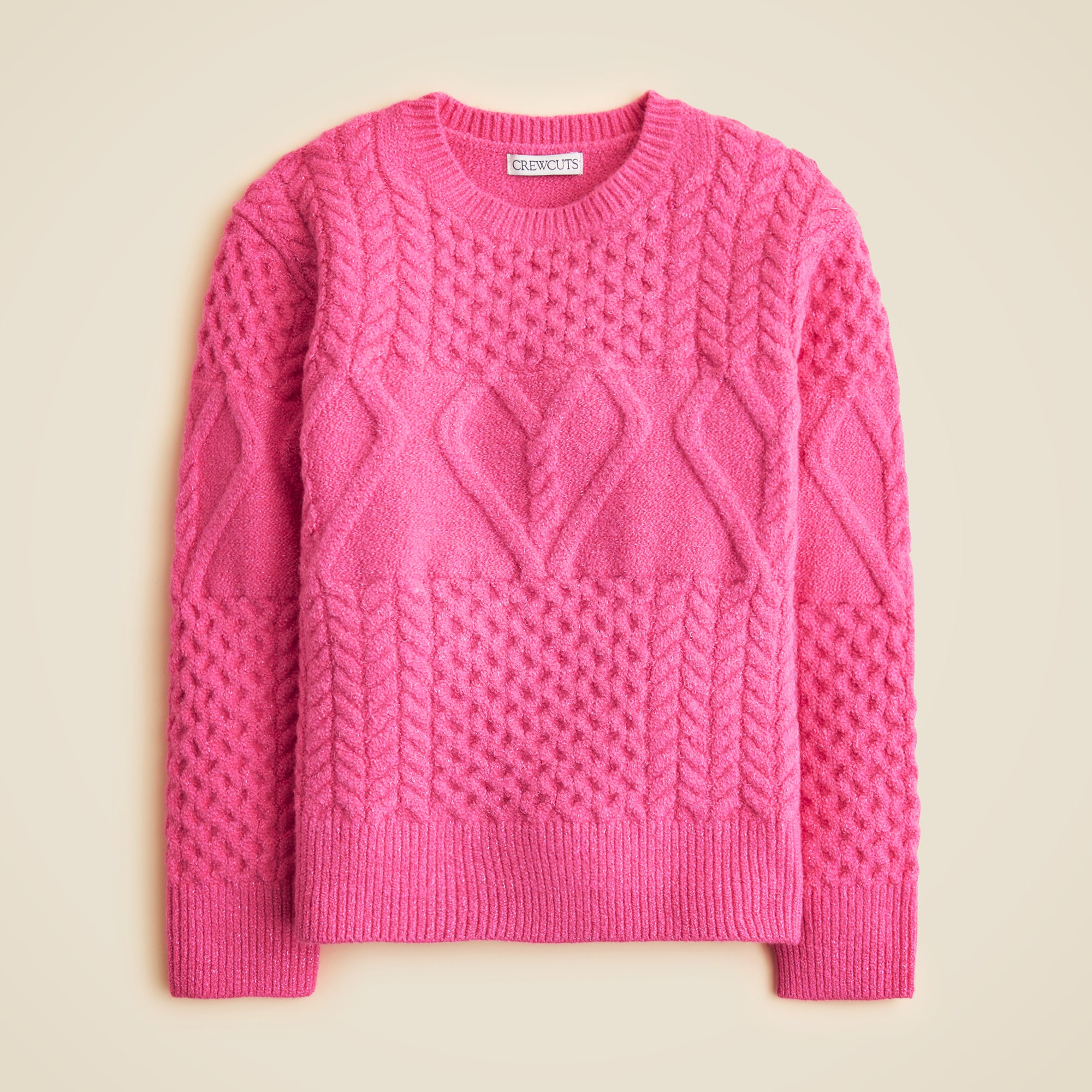 Girls' Heart Cable-knit Sweater With Lurex® Metallic Threads For