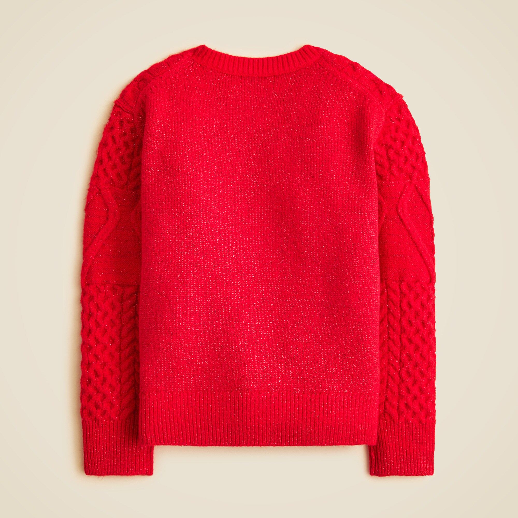 Girls' heart cable-knit sweater with Lurex® metallic threads