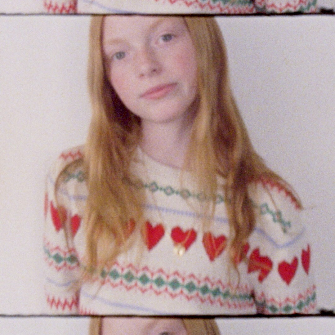 Girls' rosette Fair Isle sweater in cotton