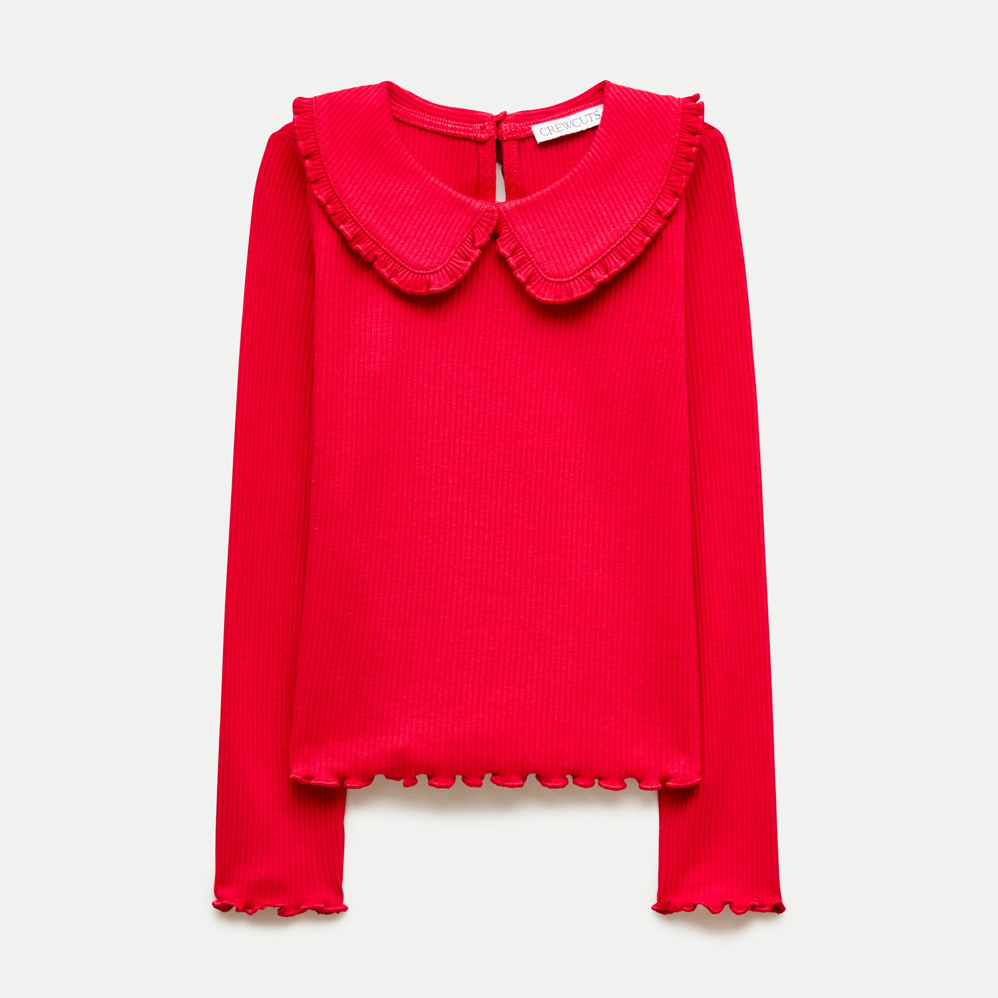 ⭐︎ジョイ⭐︎ Girls' Long-sleeve Ruffle-collar Top In Vintage Rib For Girls | J.Crew