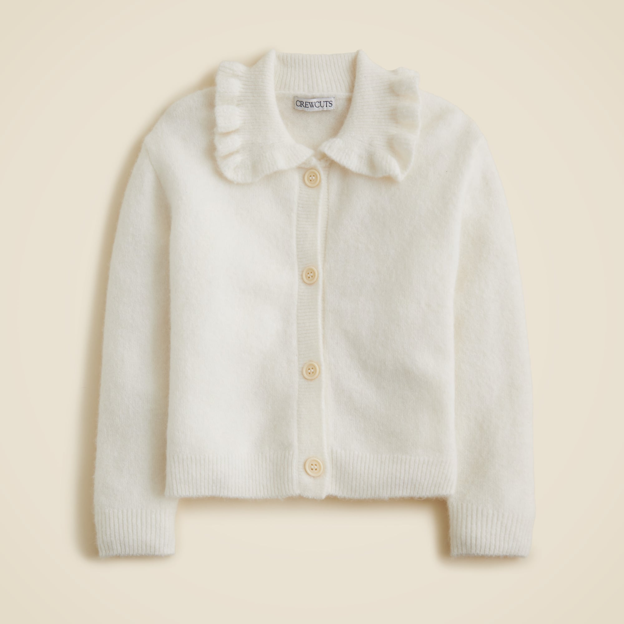 Girls' ruffle-collar cardigan in Supersoft yarn