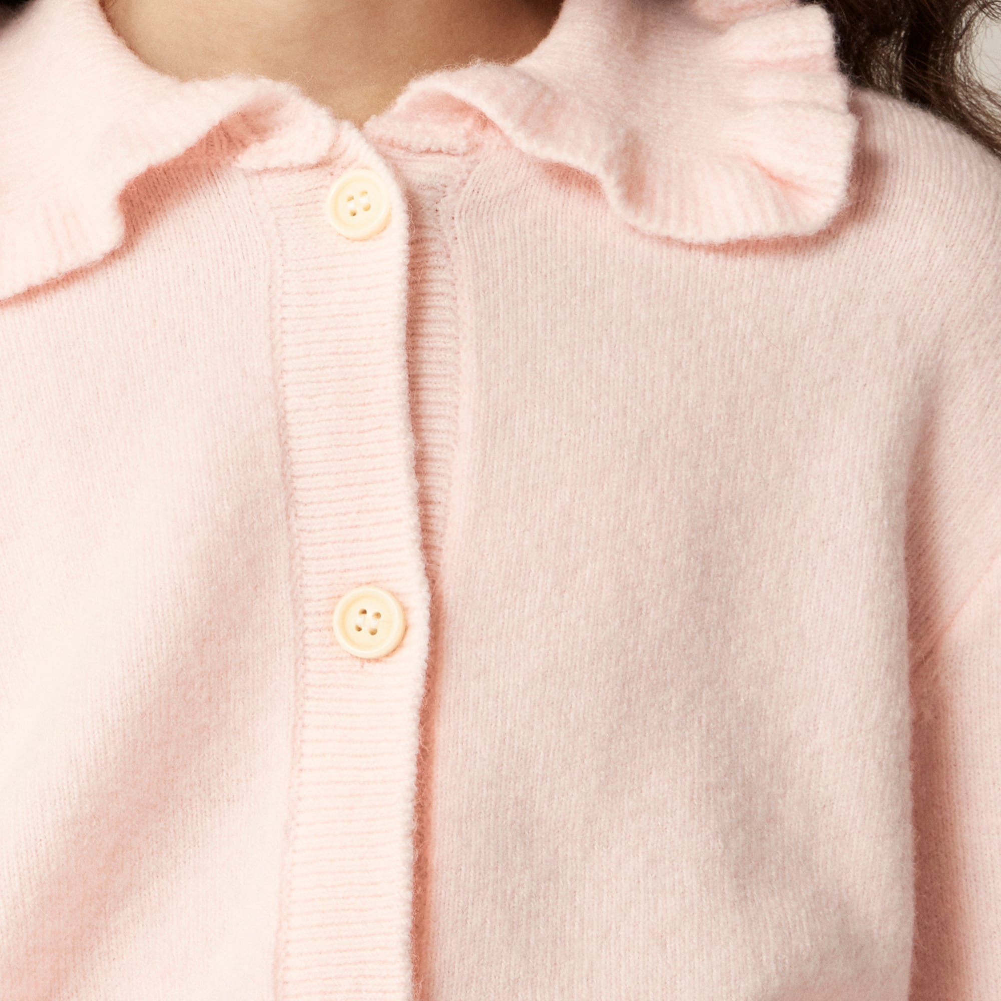 Girls' ruffle-collar cardigan in Supersoft yarn