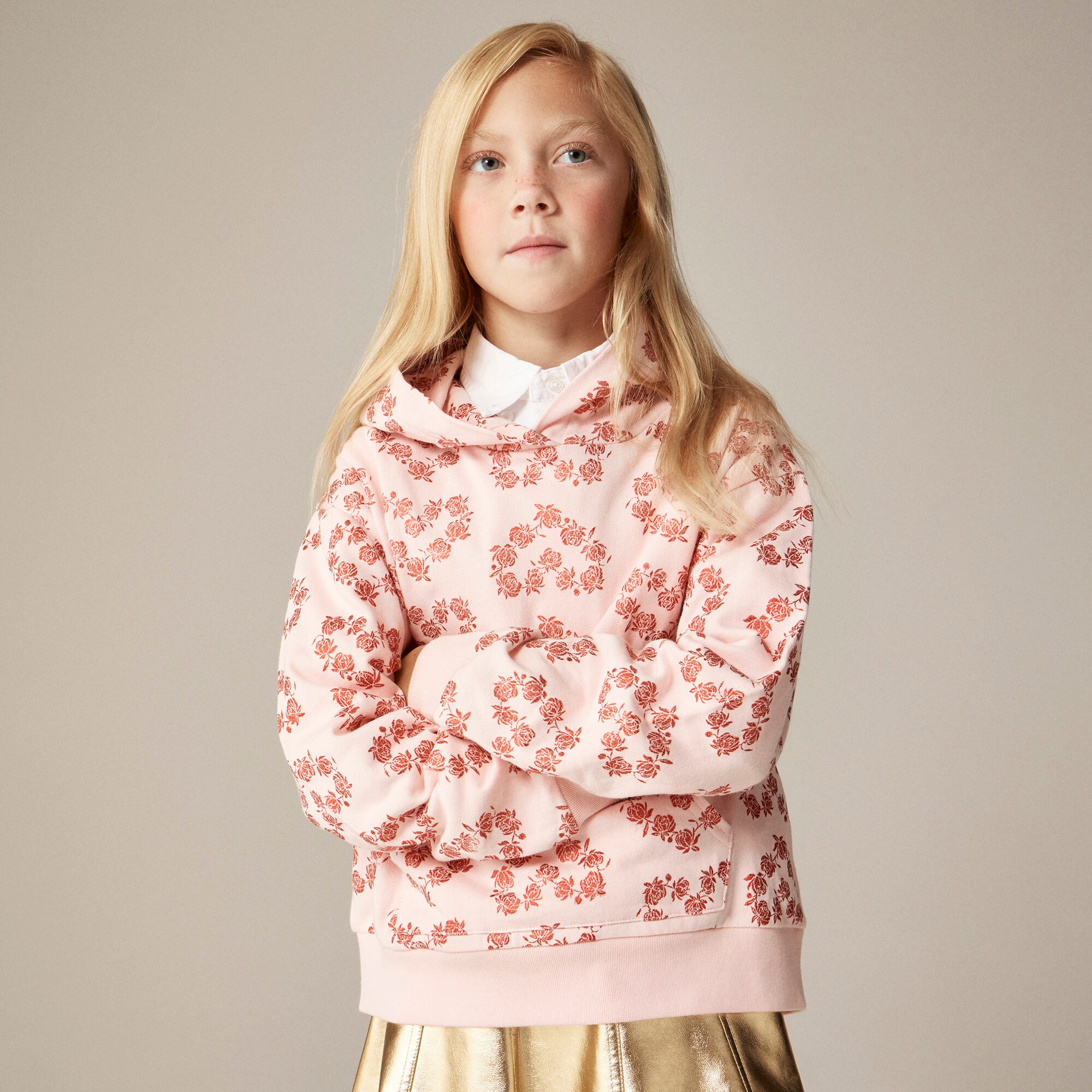 Girls' terry hoodie with metallic foil