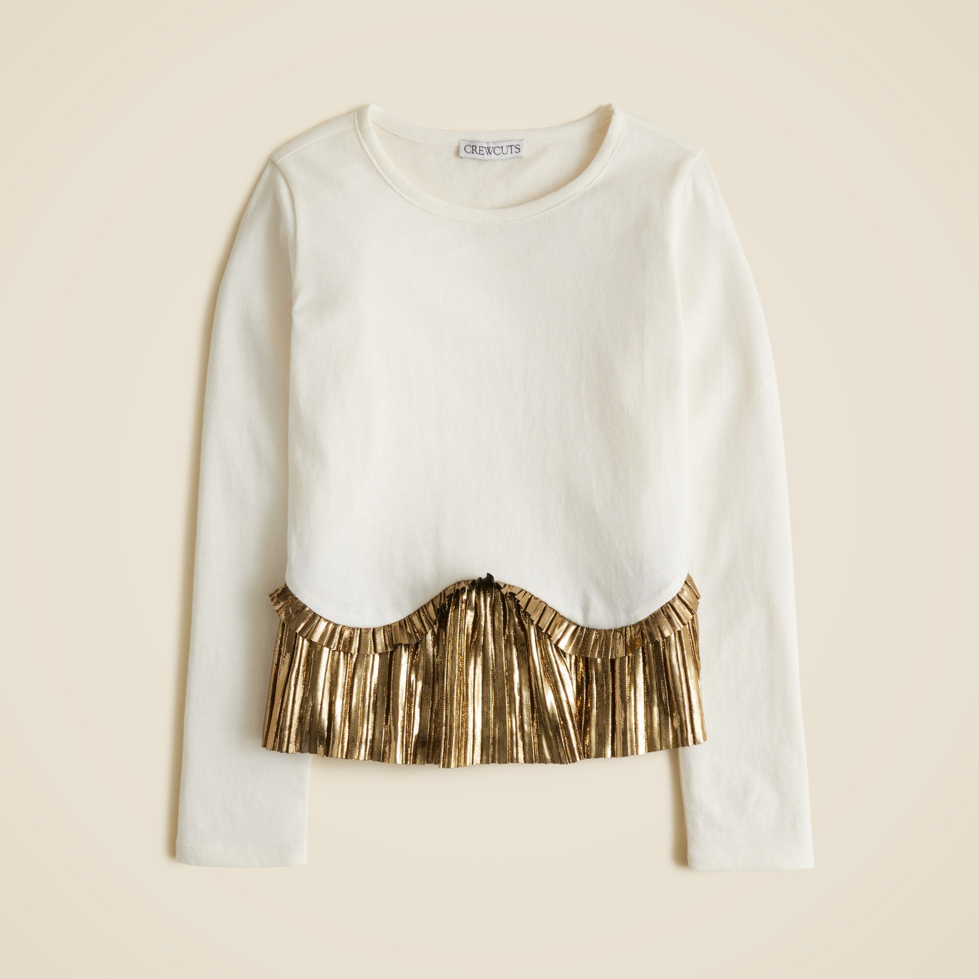 Girls' long-sleeve peplum top in vintage jersey