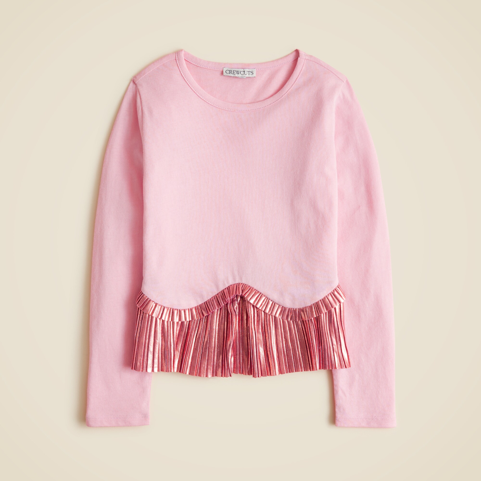 girls Girls' long-sleeve peplum top in vintage jersey