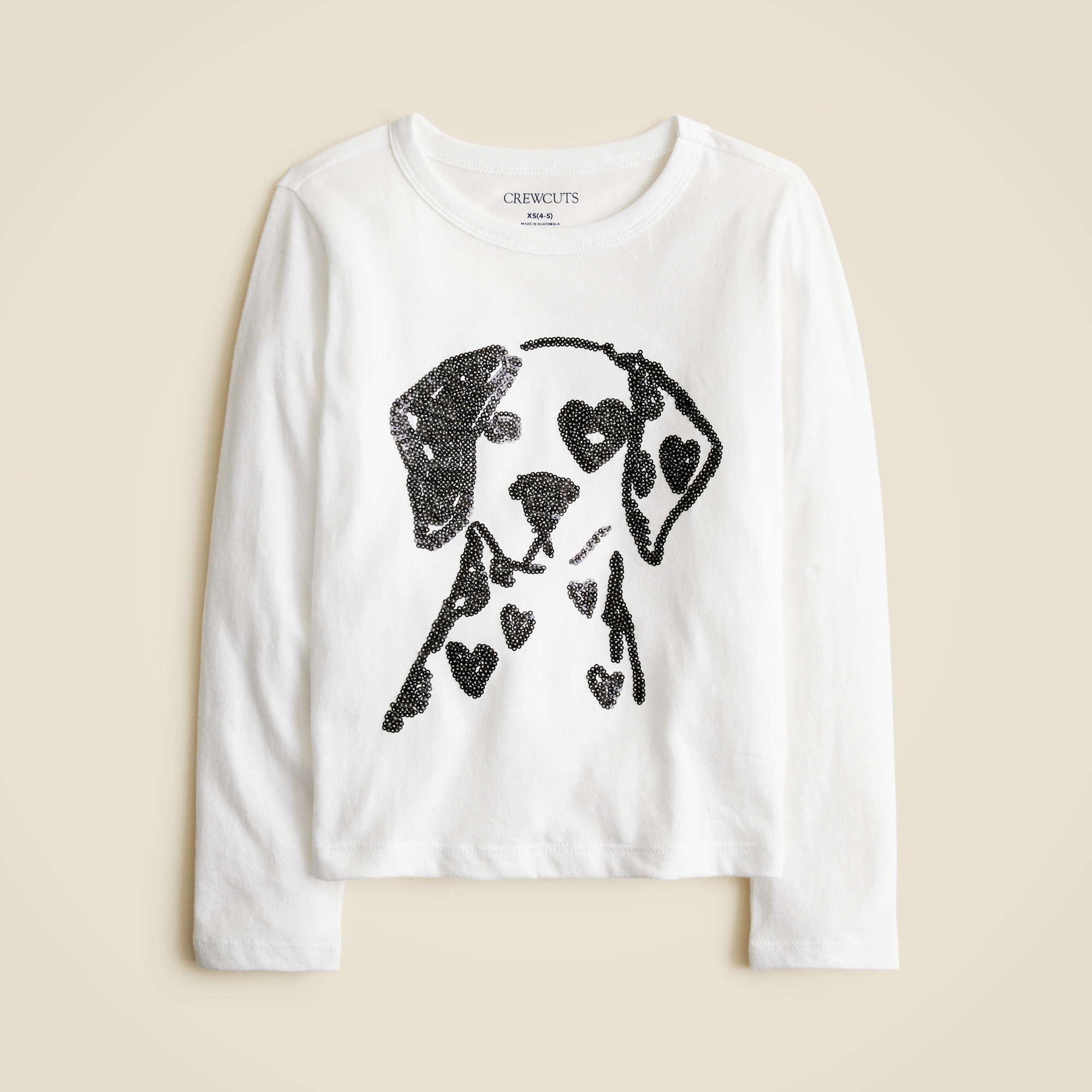 Girls' long-sleeve Dalmatian graphic T-shirt with sequins