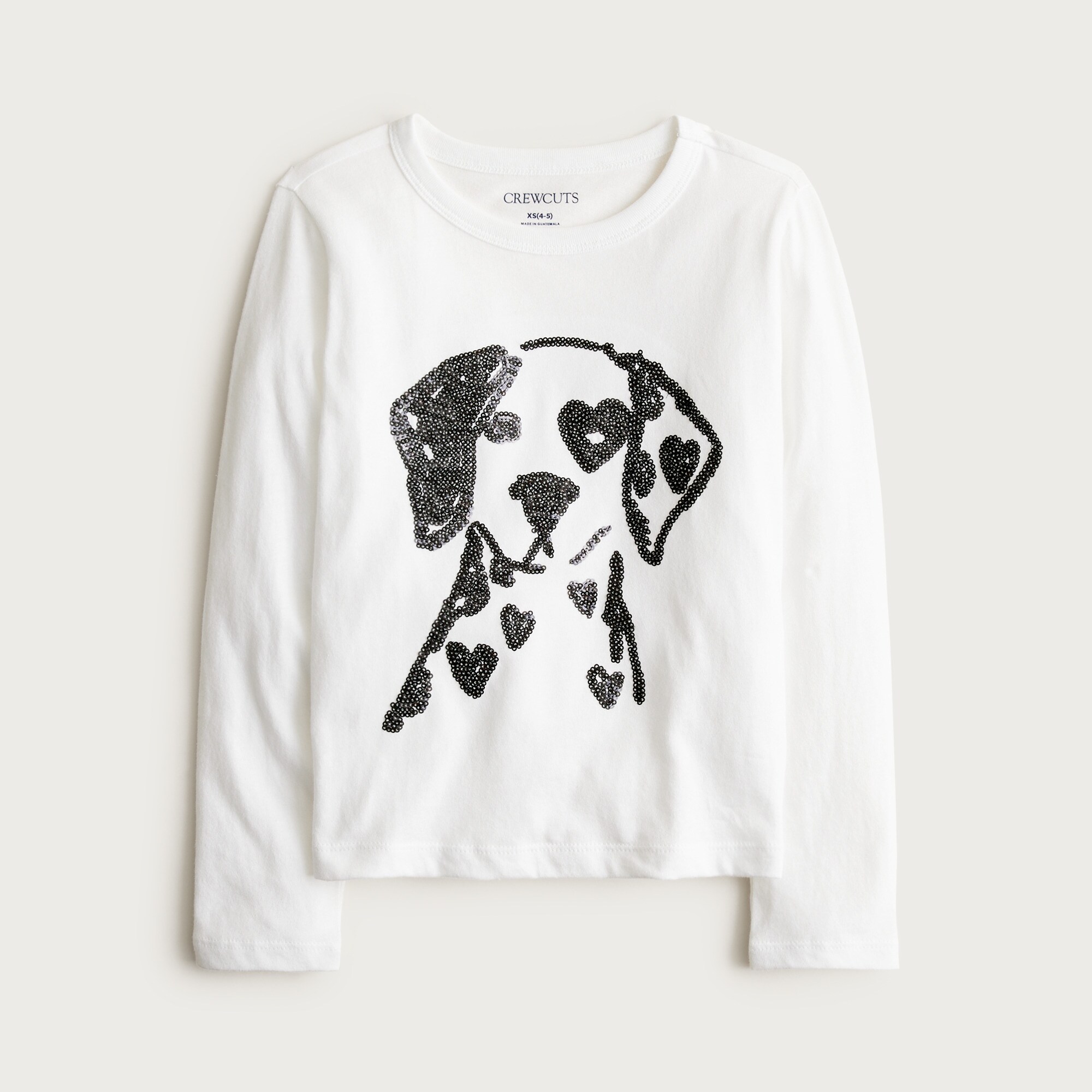 Girls' long-sleeve Dalmatian graphic T-shirt with sequins