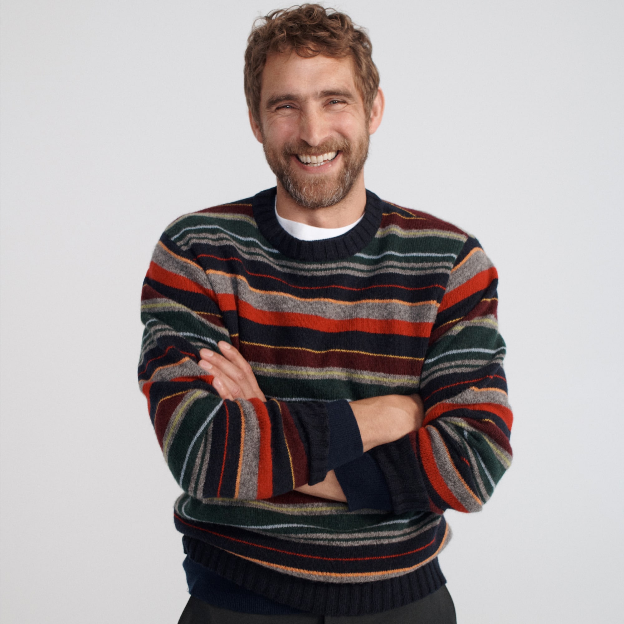 Wool sweater in multistripe