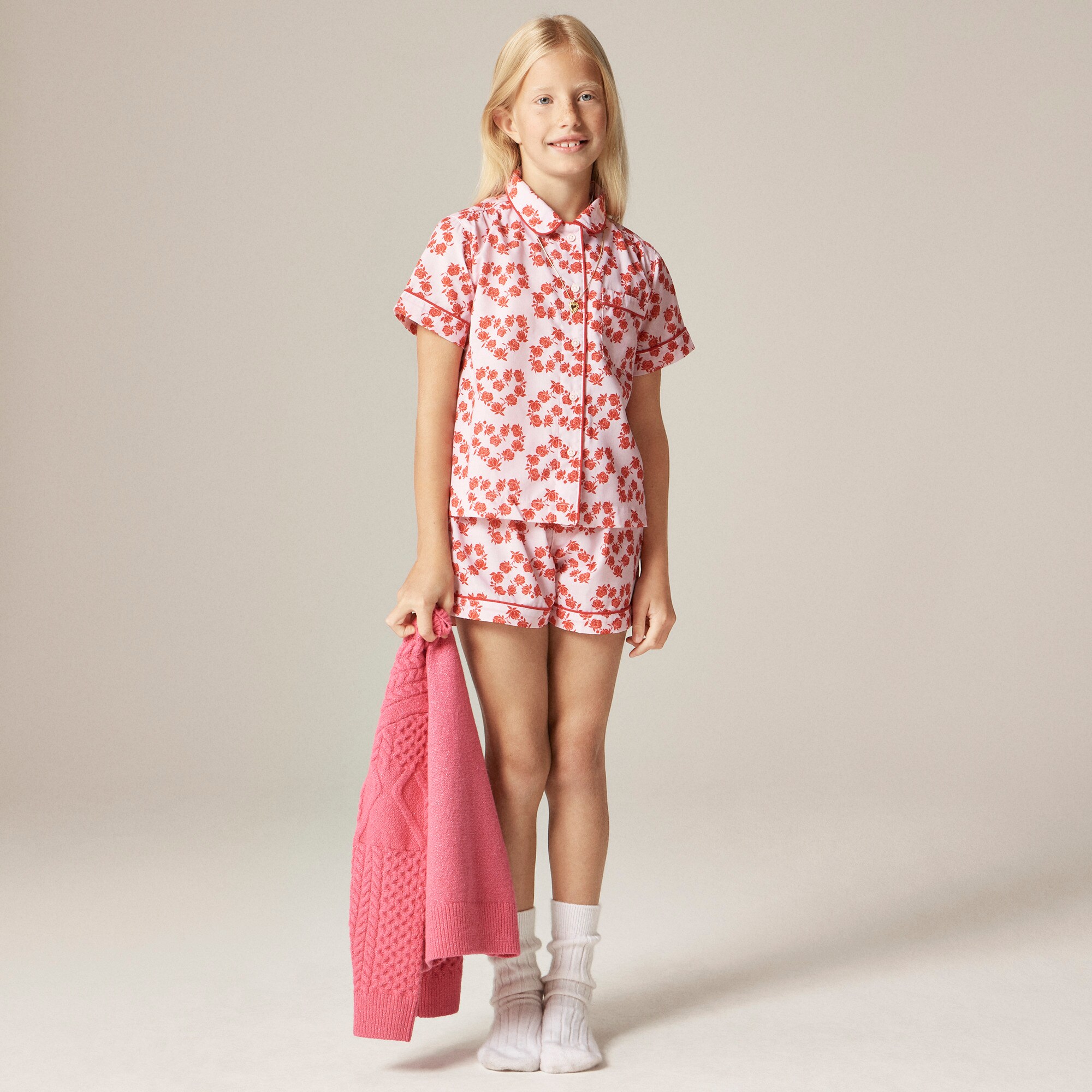  Girls' short-sleeve pajama set in prints