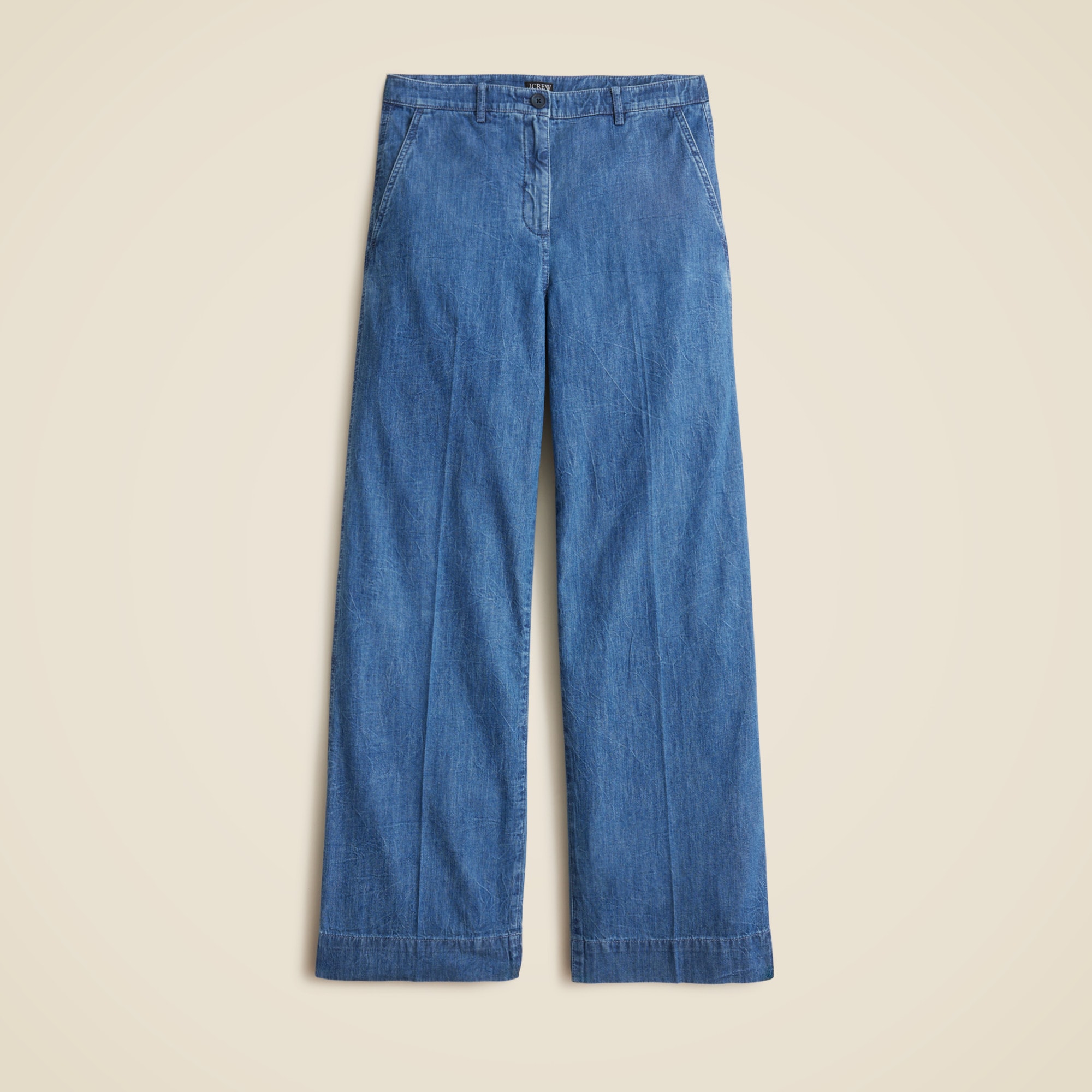 Wide-leg pant in chambray