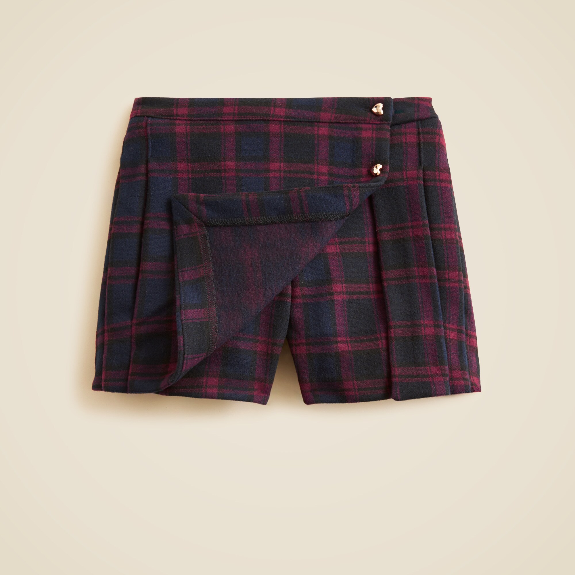 Girls' heavyweight Seaboard soft-knit skort in plaid
