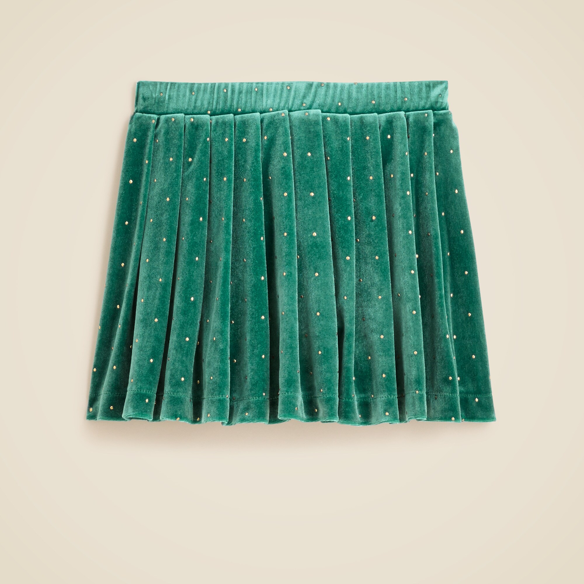 Girls' pleated studded velvet skirt