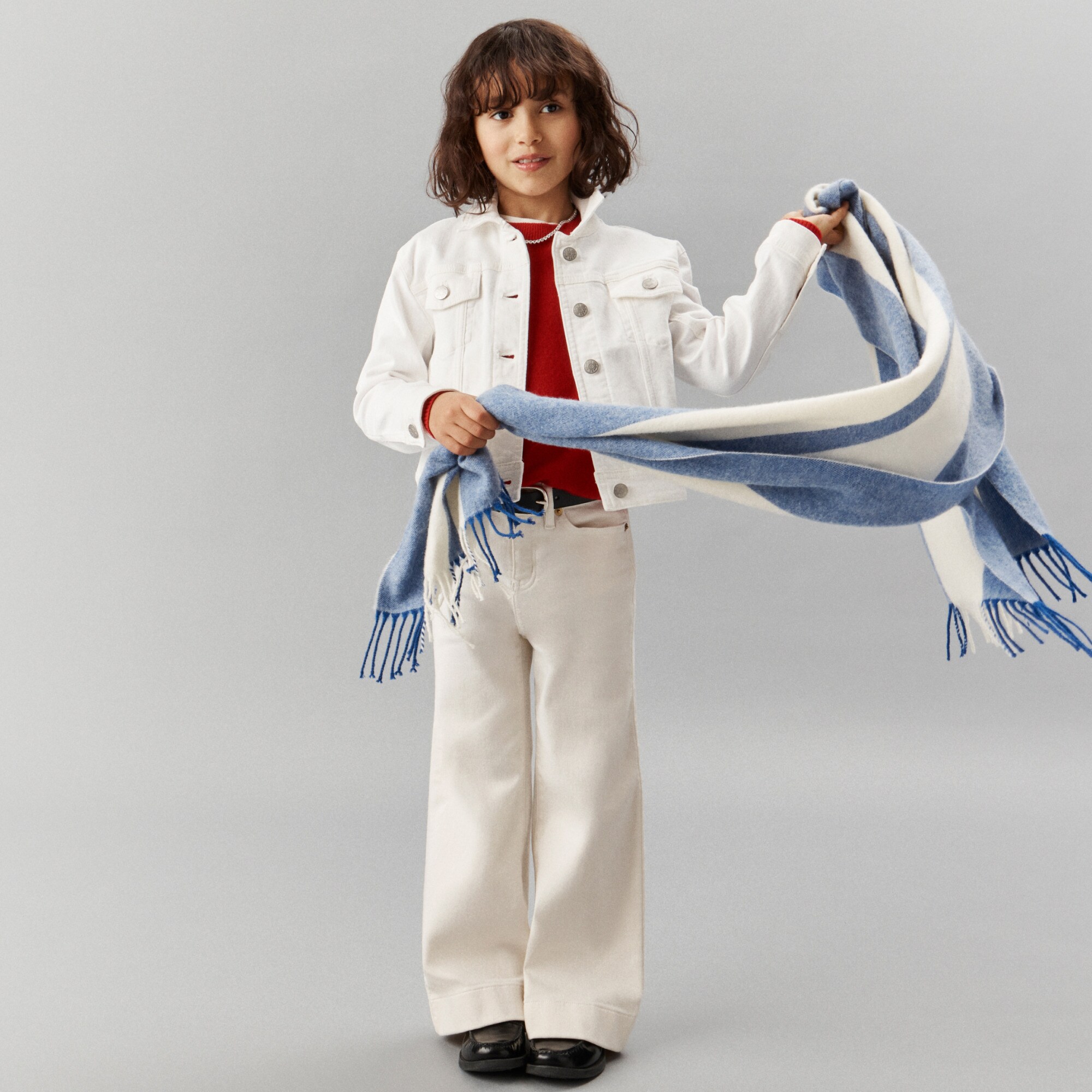 Girls' sailor garment-dyed stretch denim trouser