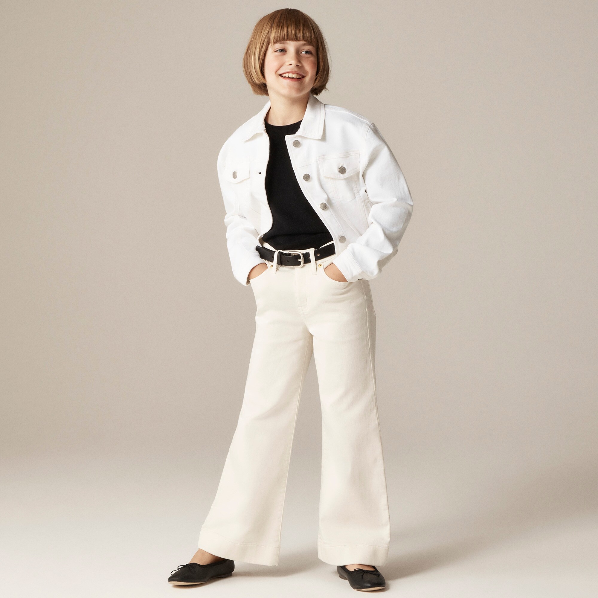 Girls' sailor garment-dyed stretch denim trouser