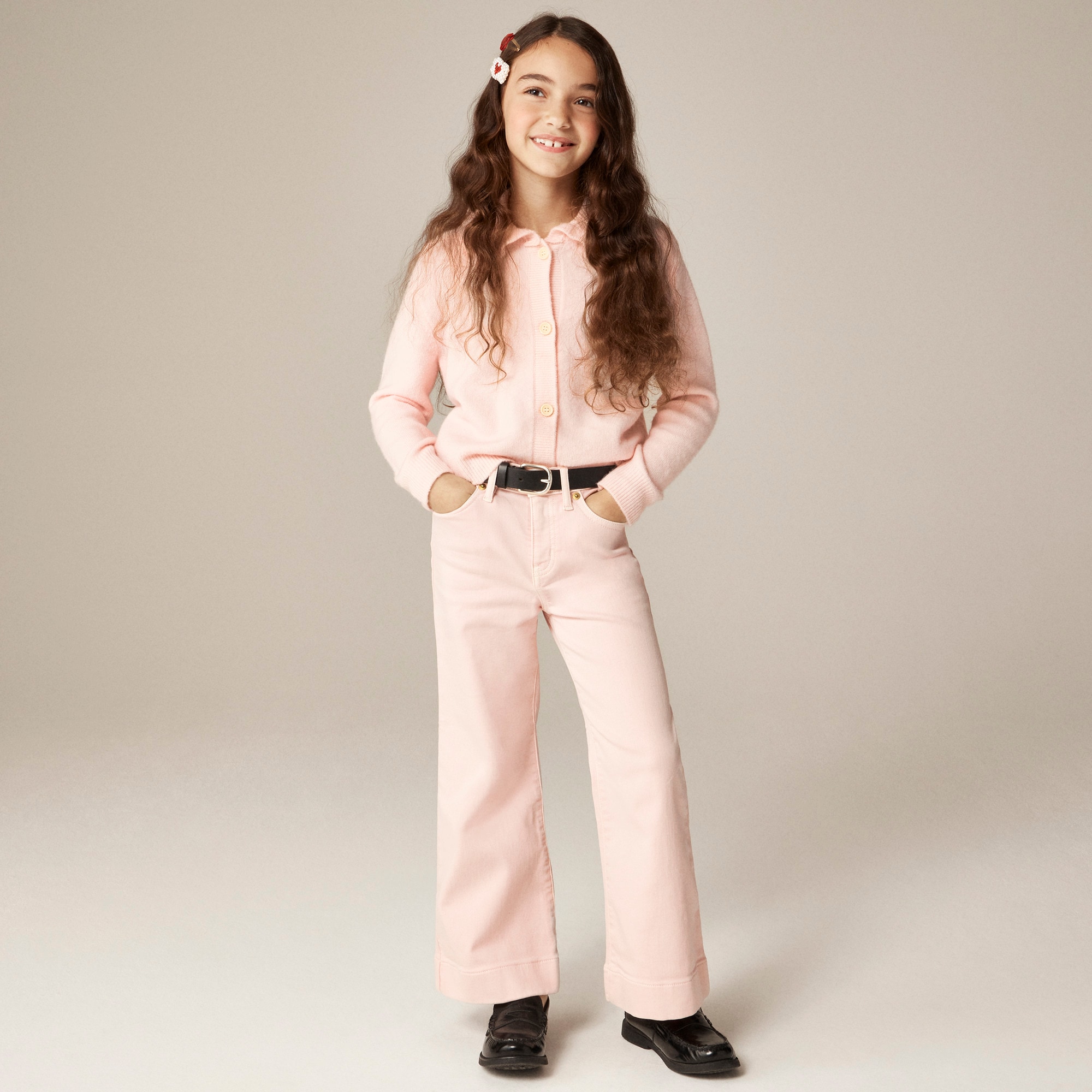 Girls' sailor garment-dyed stretch denim trouser