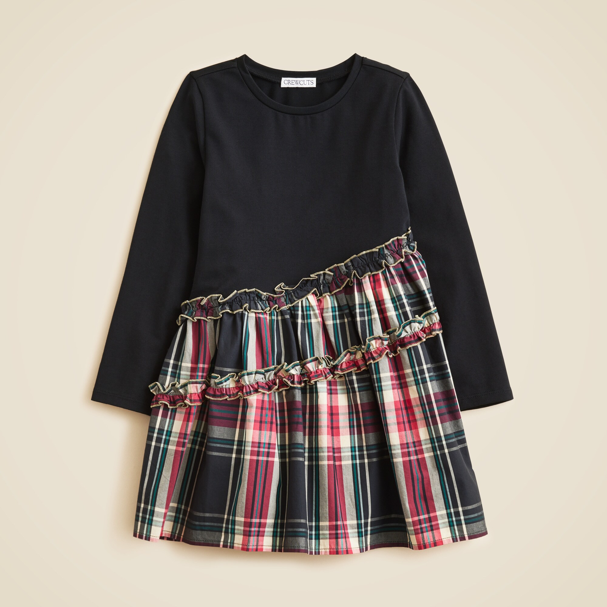 Girls' Emmy long-sleeve mixy dress in tartan